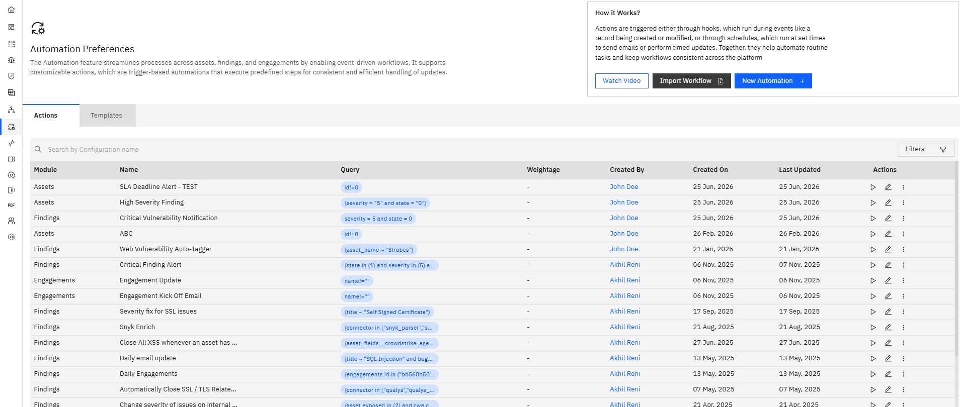 Using Automation Templates: Managing Existing Automations (screenshot 16)