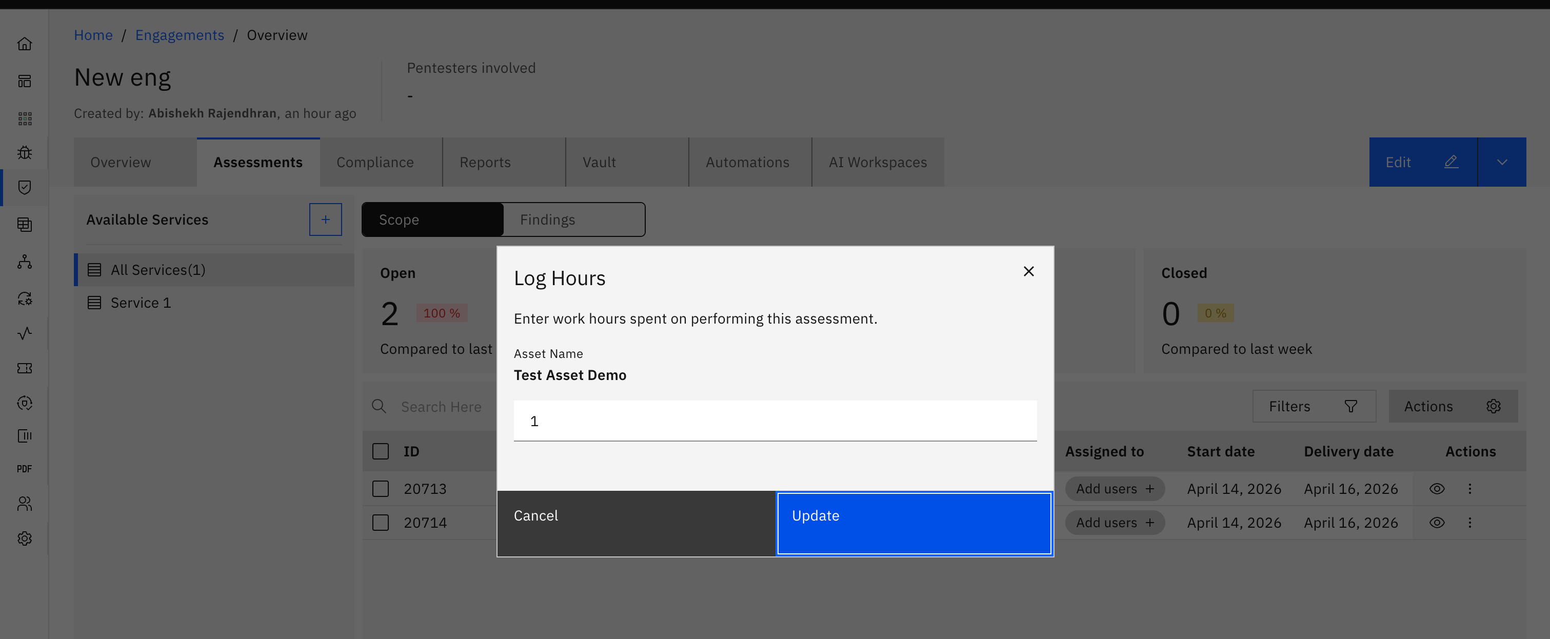 Logging Hours for Assessments (screenshot 3)