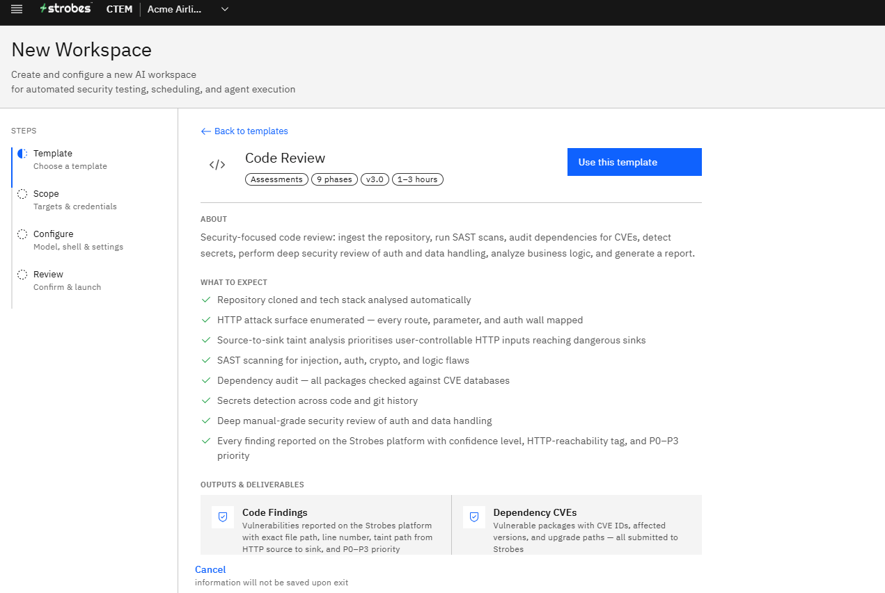 Code Review Assessment via Template: Accessing the Code Review Template (screenshot 5)