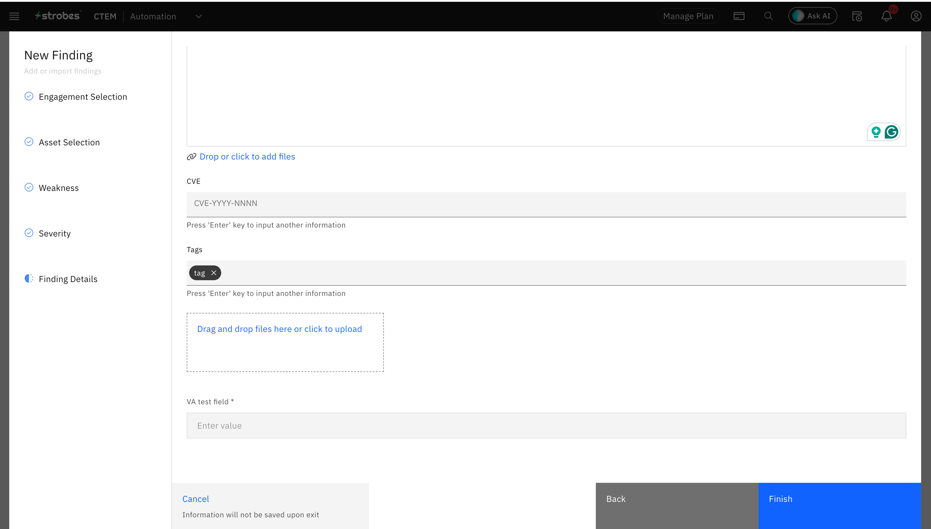 Vulnerability Custom Fields: Using Custom Fields while Creating Vulnerabilities (screenshot 4)