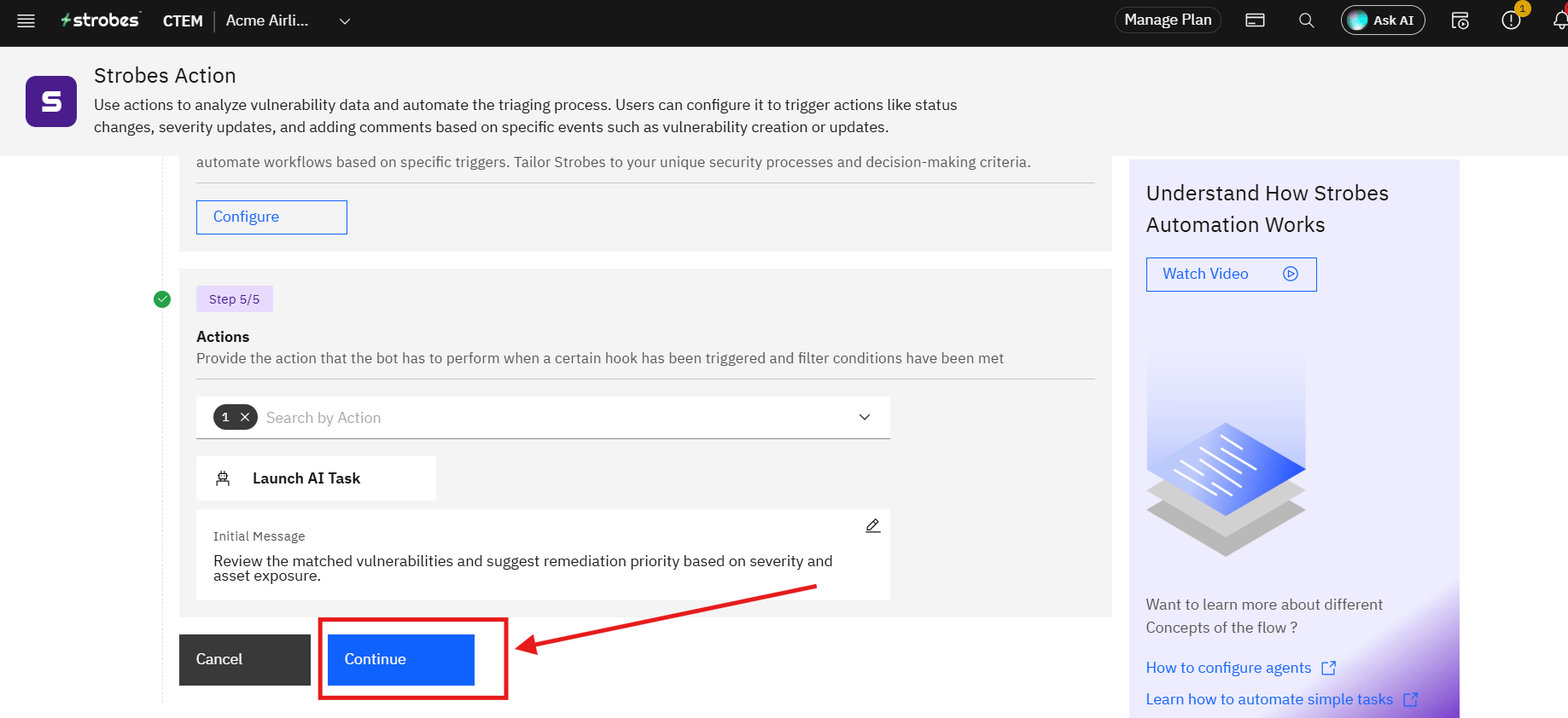 Launching an AI agent task: Step 6 — Save the Automation (screenshot 13)
