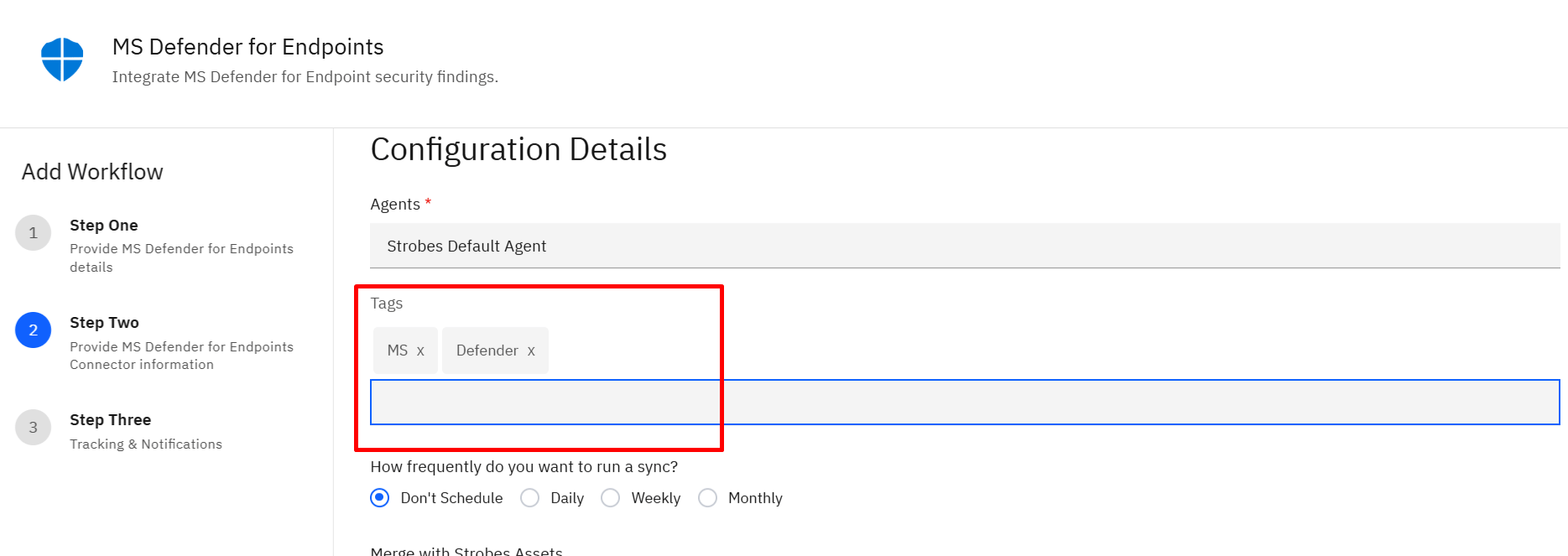 Connecting Microsoft Defender for Endpoints to Strobes: Step 11: Add Tags (Optional) (screenshot 11)