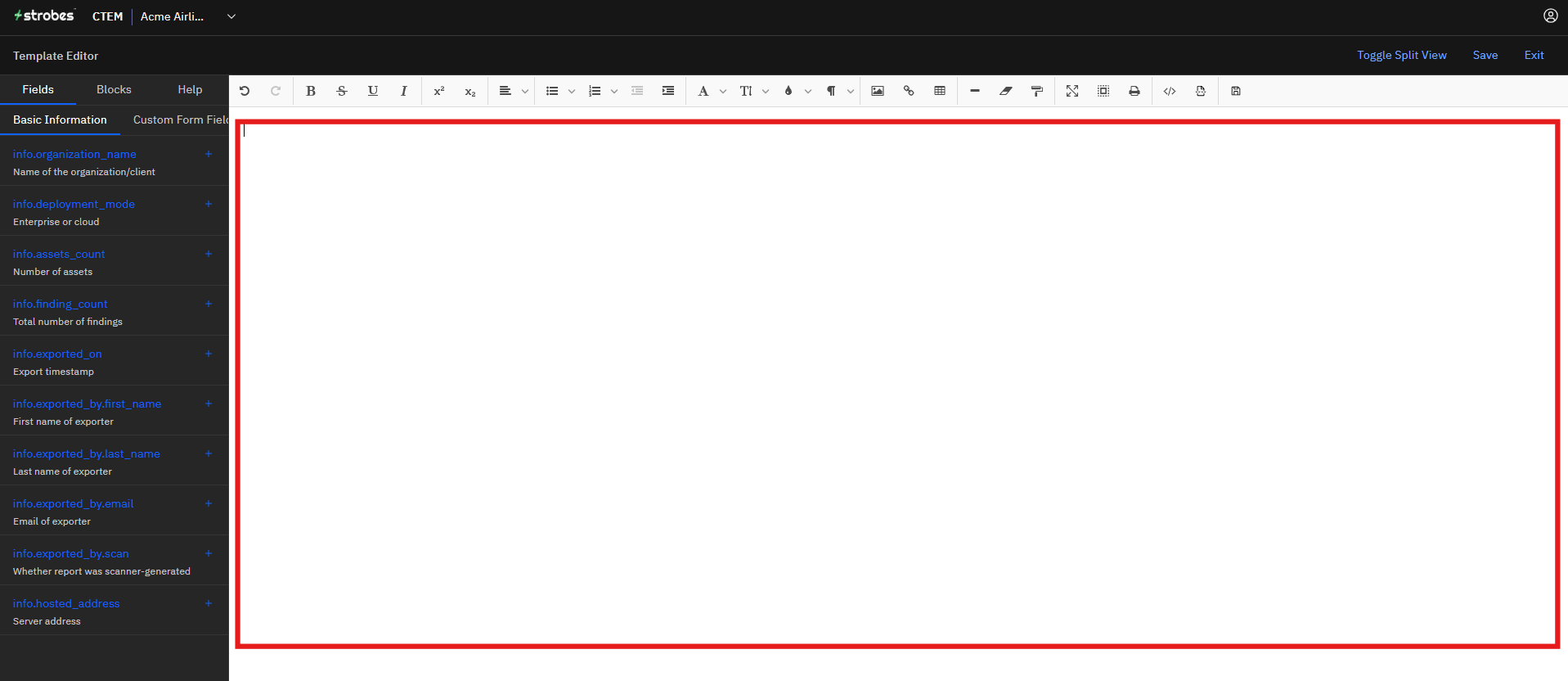 Creating a Report Template: Step 3: Understand the Editor (screenshot 8)
