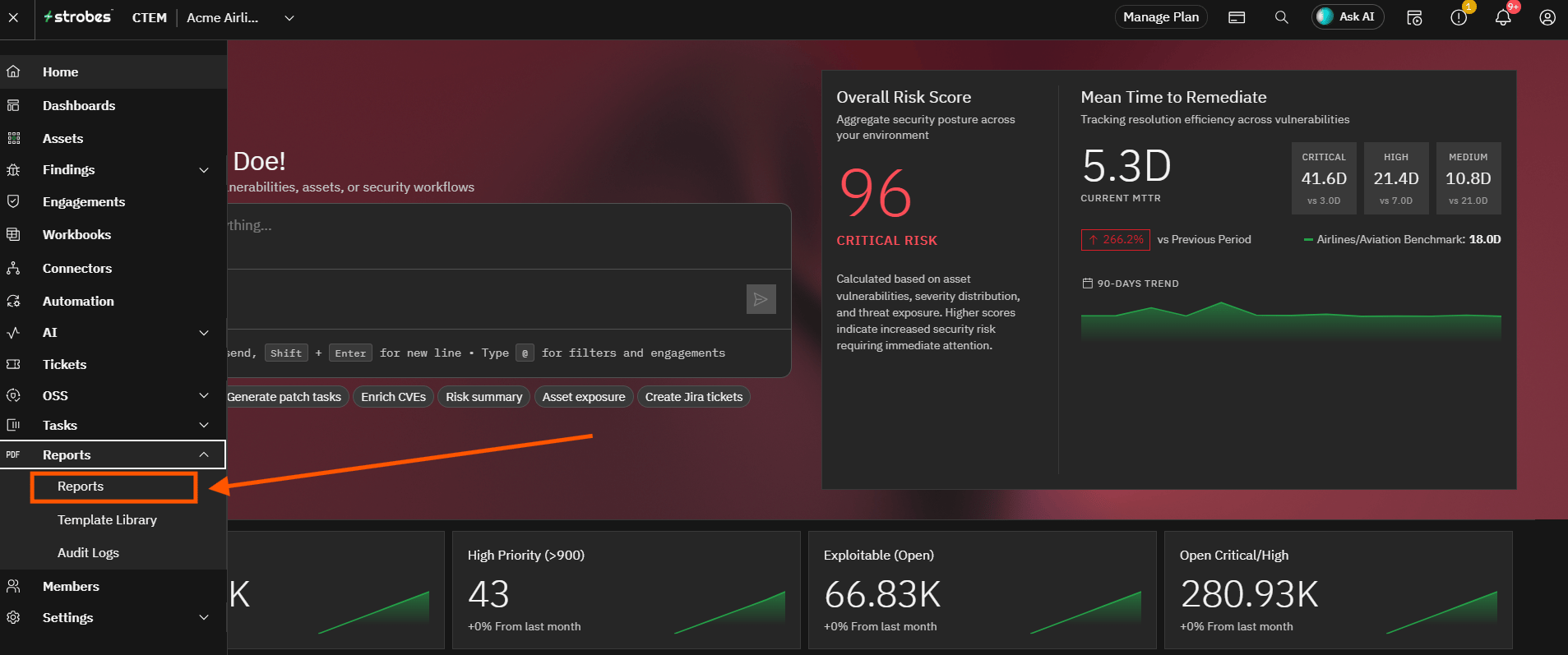 What's in the Reports Page?: Step 1 — Navigate to Reports (screenshot 1)