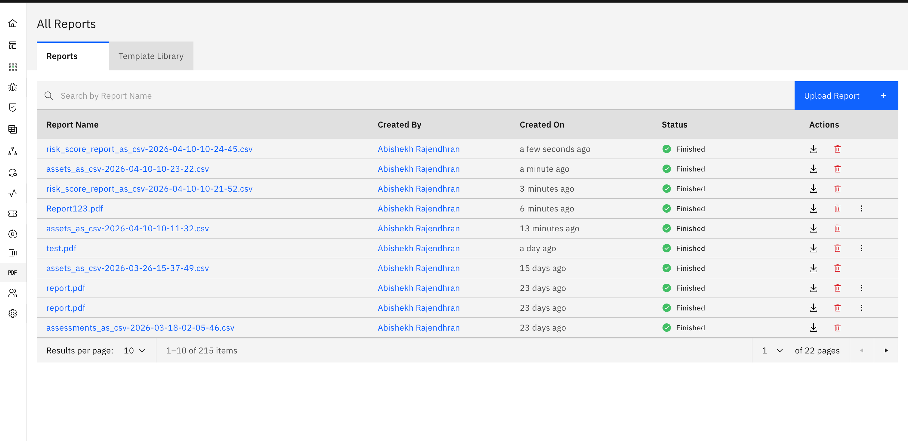 Exporting asset reports (screenshot 3)