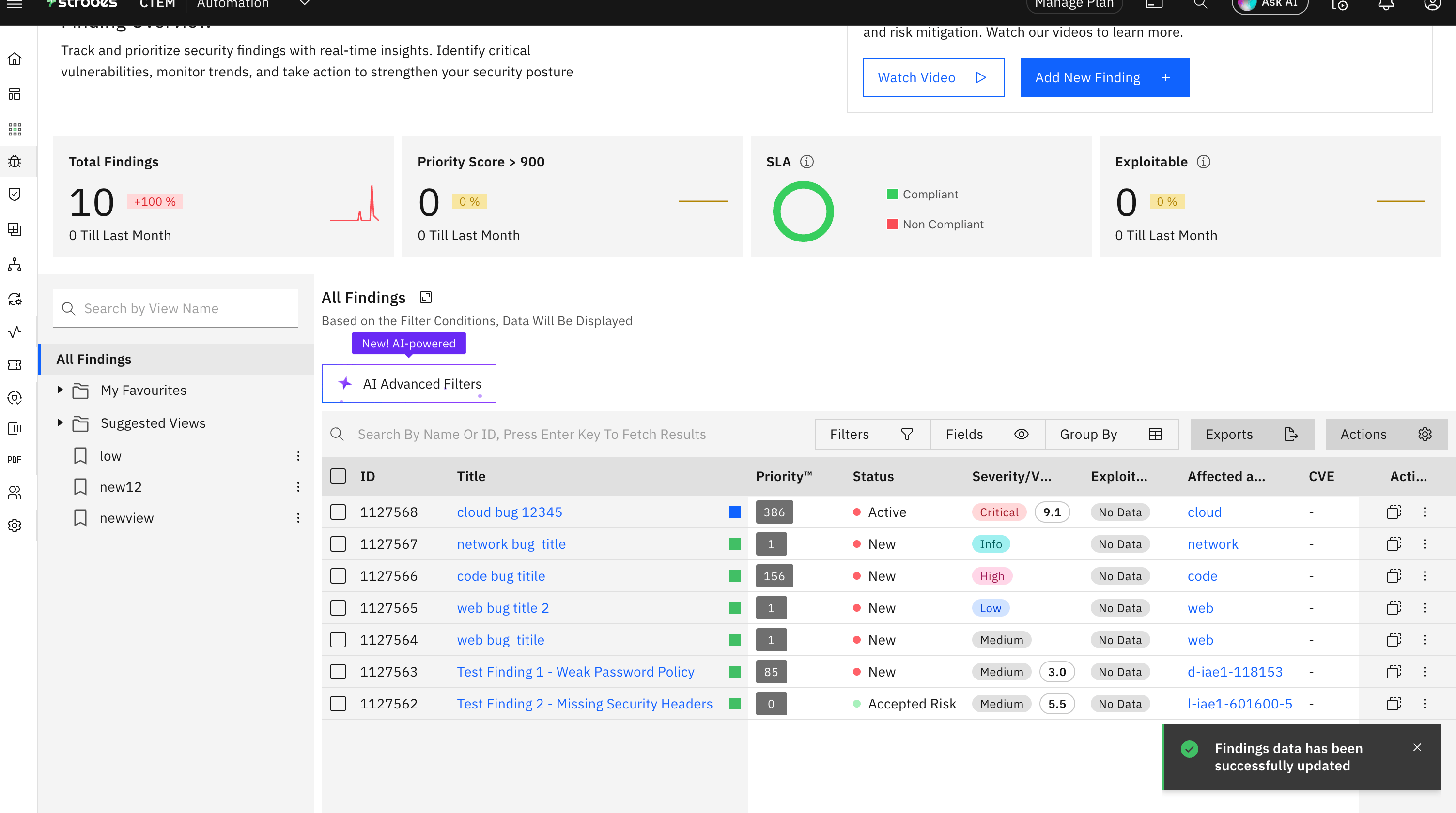 Bulk actions on findings: Edit Fields Bulk Action (screenshot 18)