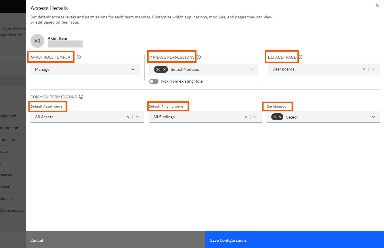 Invite Members and Manage Roles in Strobes: Step 7 — Configure the Access Details Panel (screenshot 8)