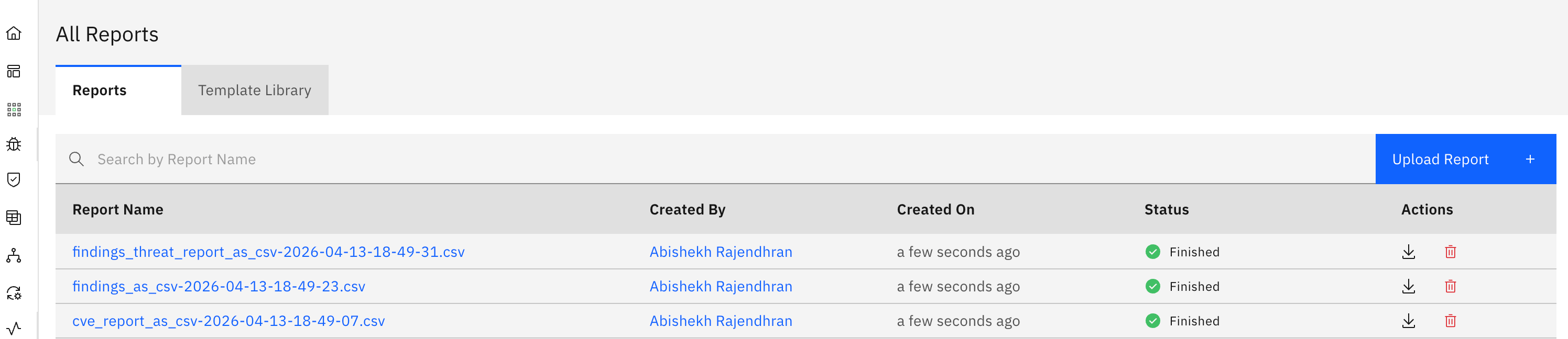 Generating and exporting a vulnerability report: Available Export Options (screenshot 2)