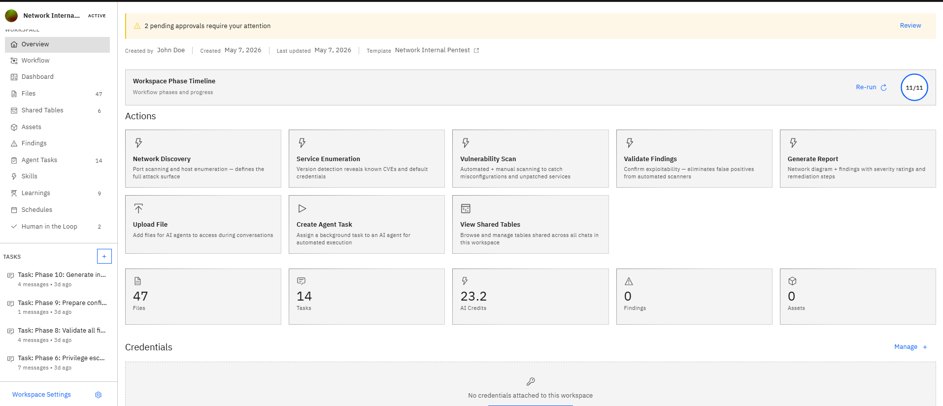 Using the workspace dashboard (screenshot 1)