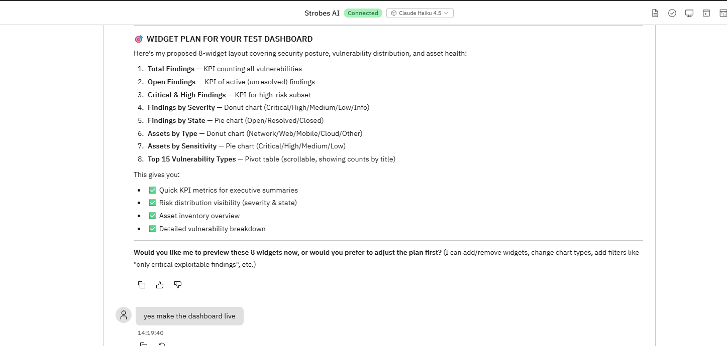 Creating a Dashboard with AI: Step 6: Review the Widget Plan (screenshot 7)