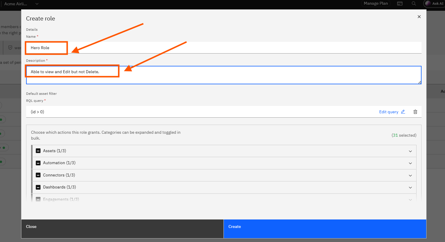 Invite Members and Manage Roles in Strobes: Step 13 — Enter the Role Name and Description (screenshot 15)