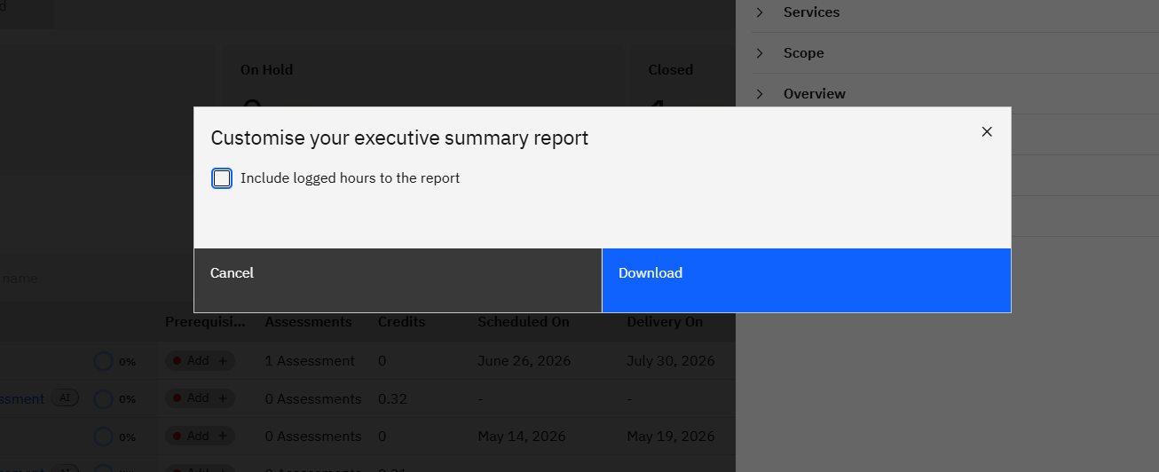 Engagement Summary Report Download: Step 3 — Include Logged Hours (Optional) (screenshot 9)