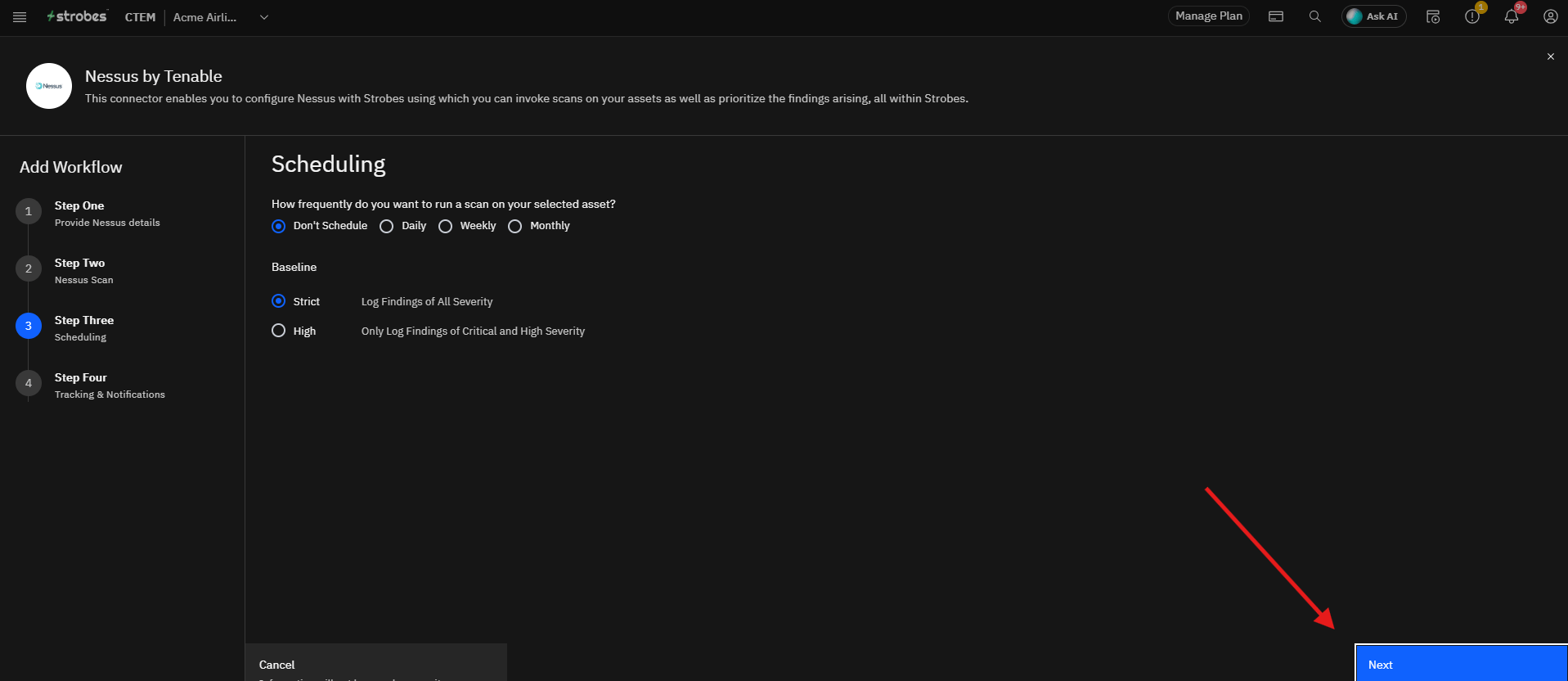 Configuring Nessus by Tenable in Strobes: Step 5: Set Your Sync Schedule (screenshot 27)