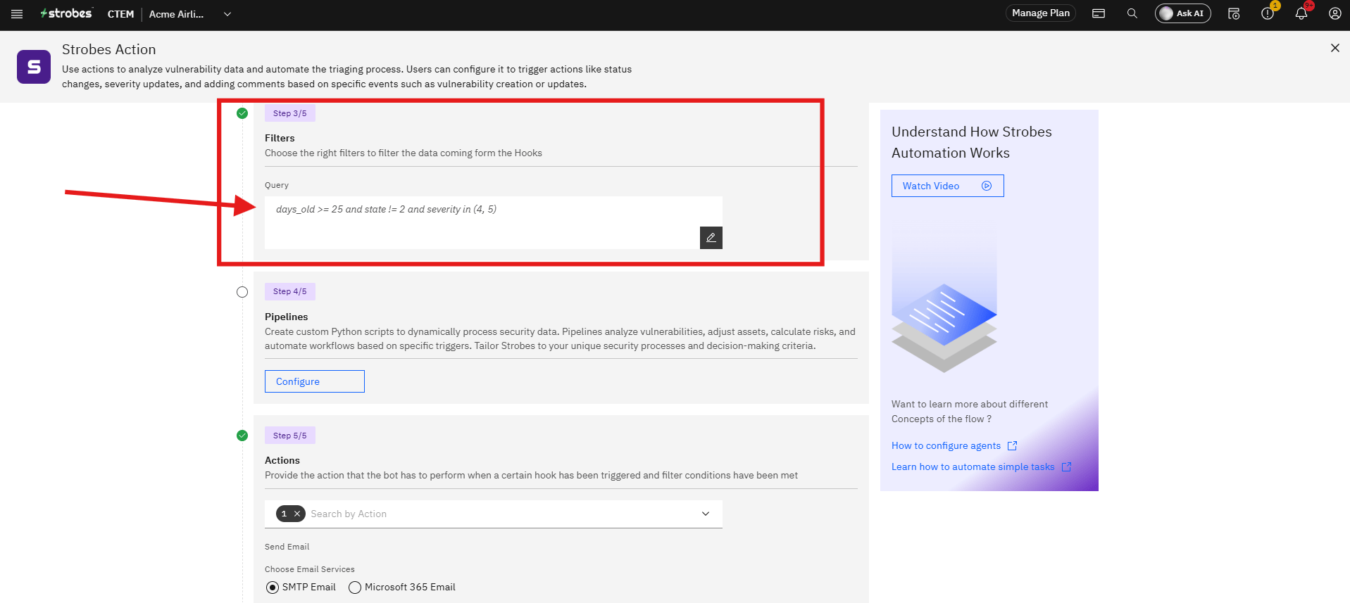 Using Automation Templates: Step 5: Filters (Step 3/5) (screenshot 9)