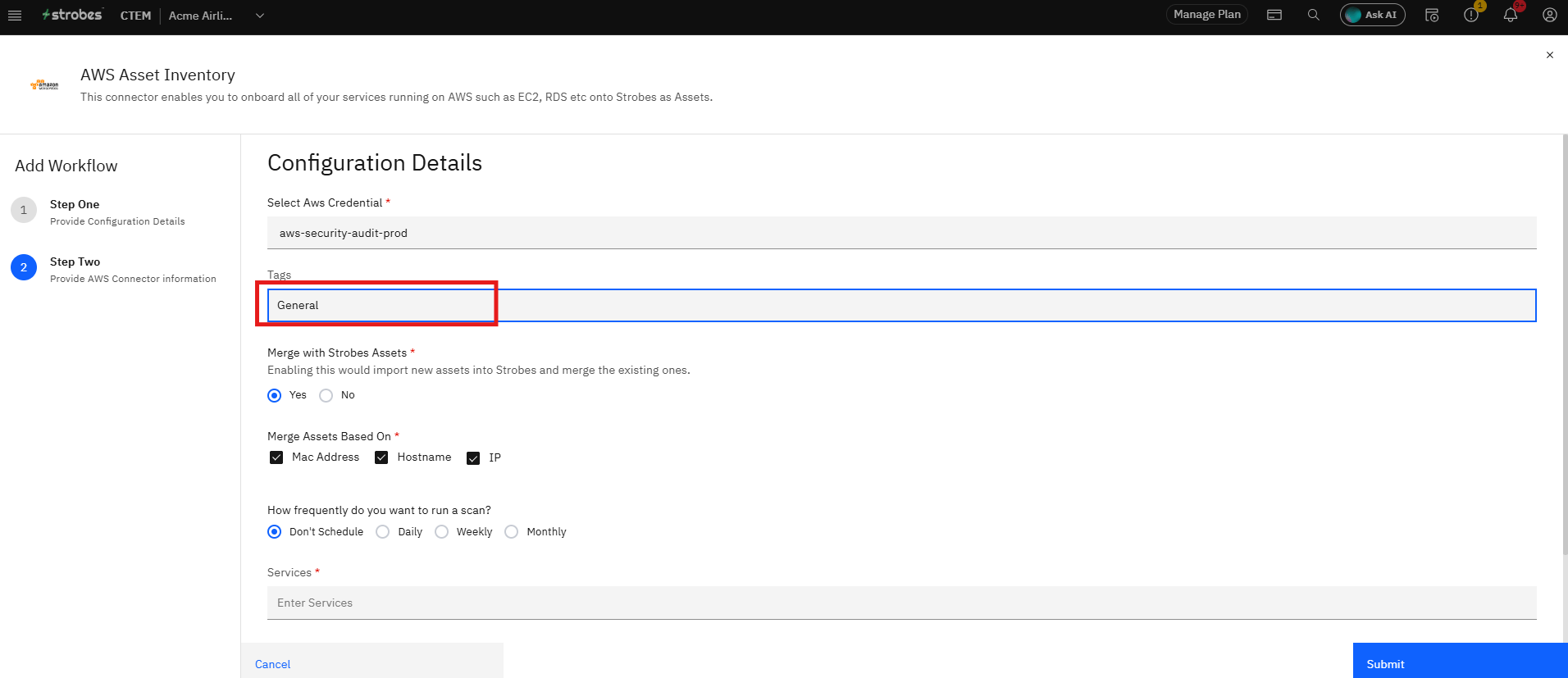Connecting AWS Asset Inventory to Strobes: Step 8 — Add Tags (Optional) (screenshot 9)