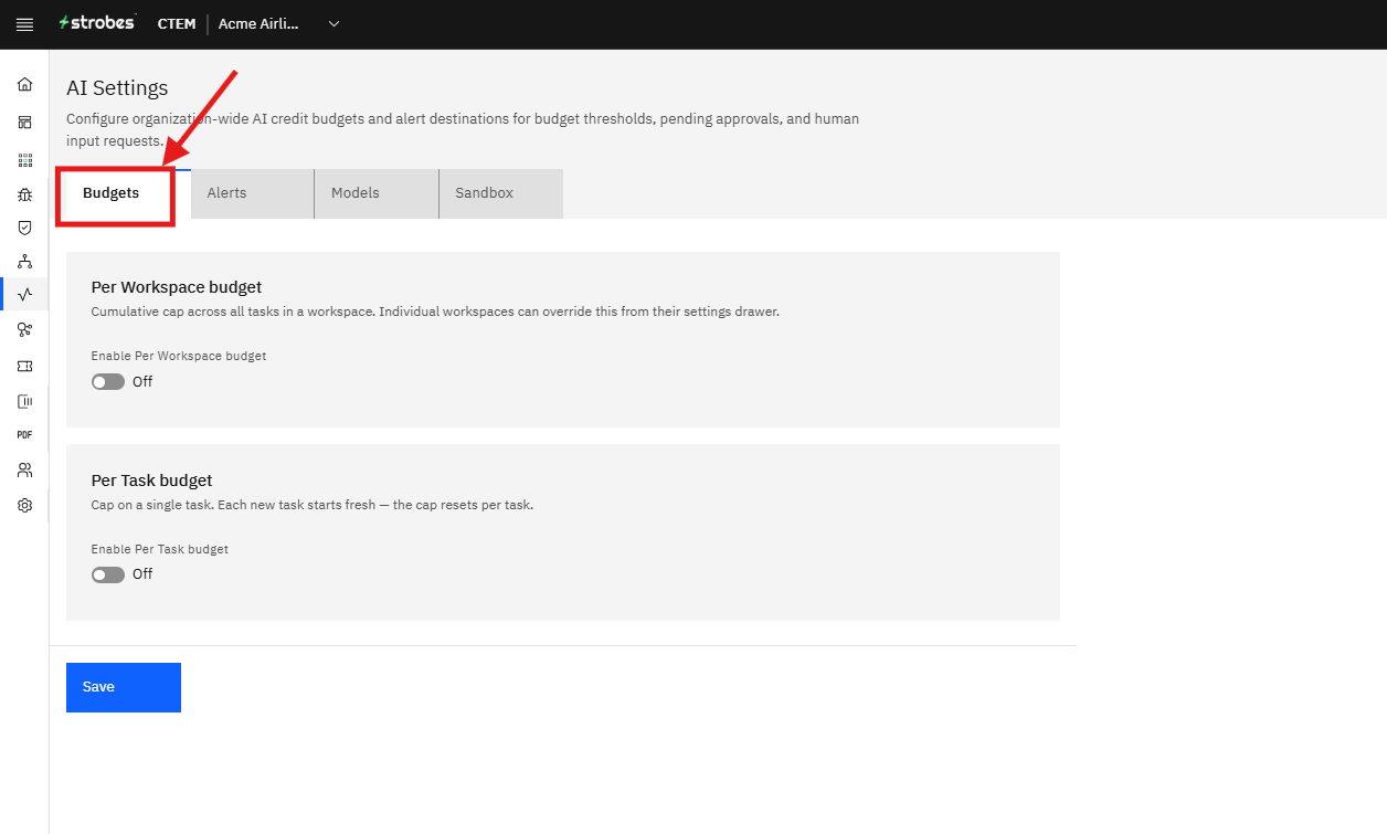 Configuring AI Budgets: Where to find it (screenshot 4)