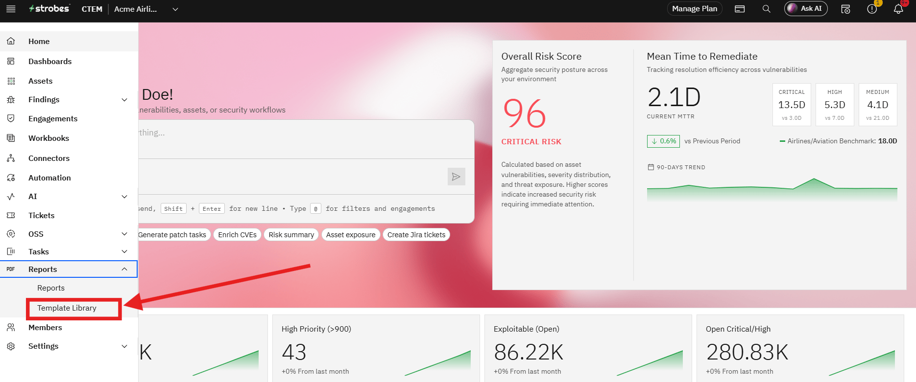 Report Template Access and Permissions: Step 2: Navigate to the Template Library (screenshot 2)