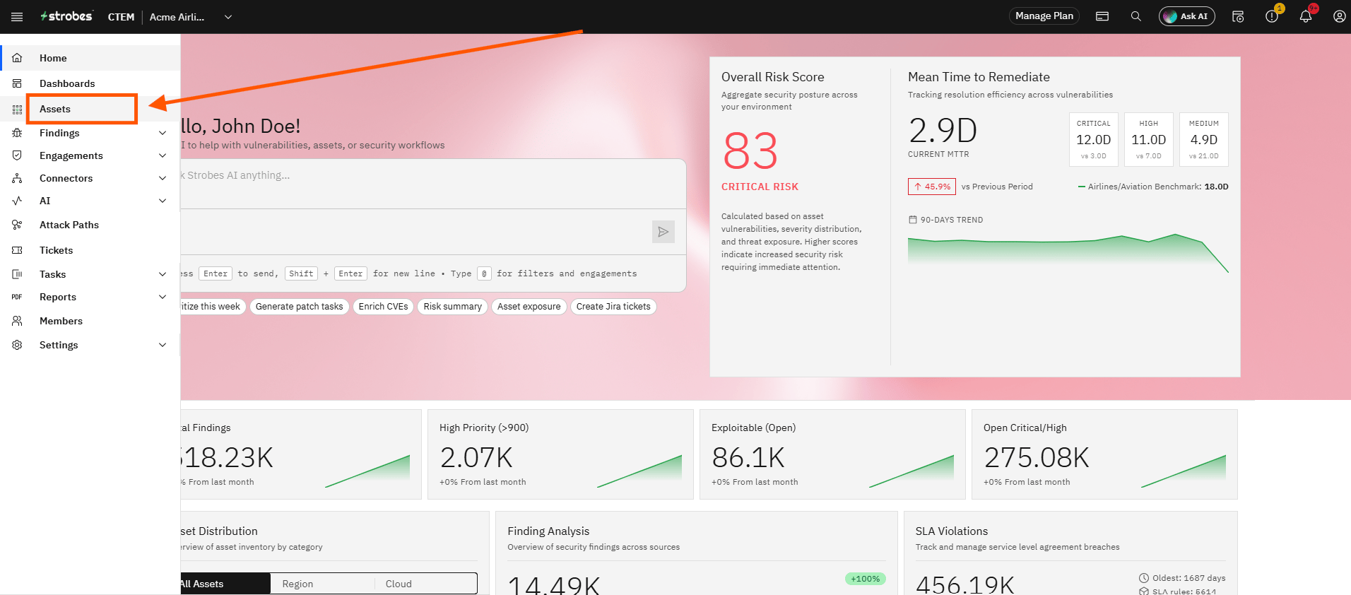Understanding and Managing Assets in Strobes: Step 1 — Click Assets in the Left Sidebar (screenshot 1)