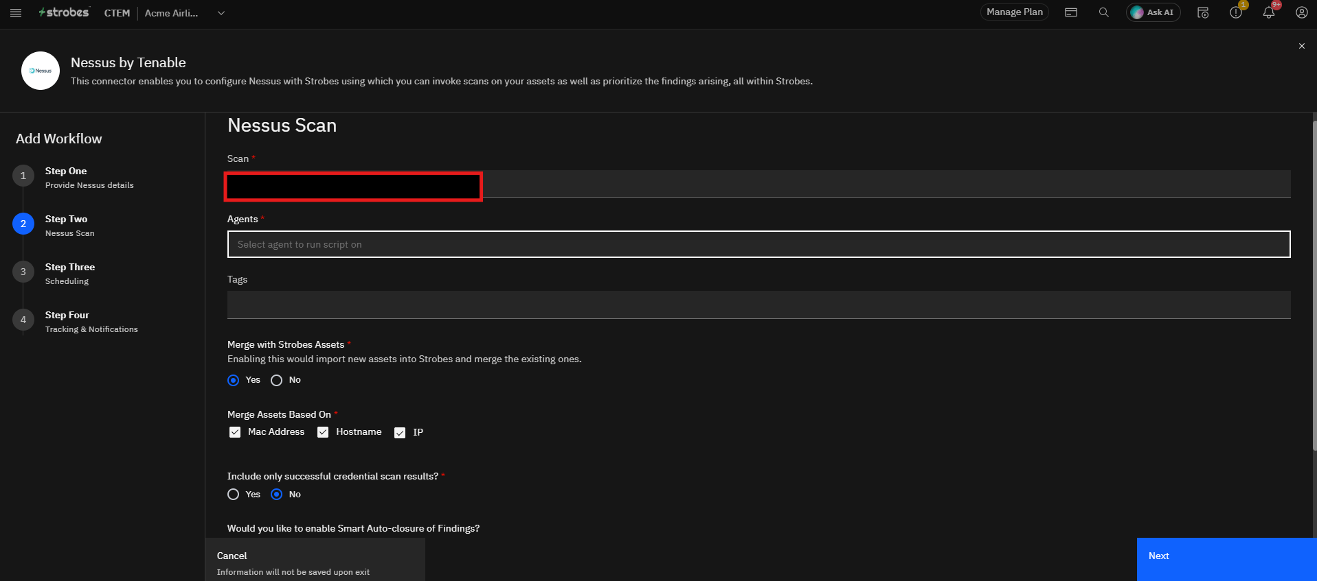 Configuring Nessus by Tenable in Strobes: Step 4: Configure the Nessus Scan Settings (screenshot 16)