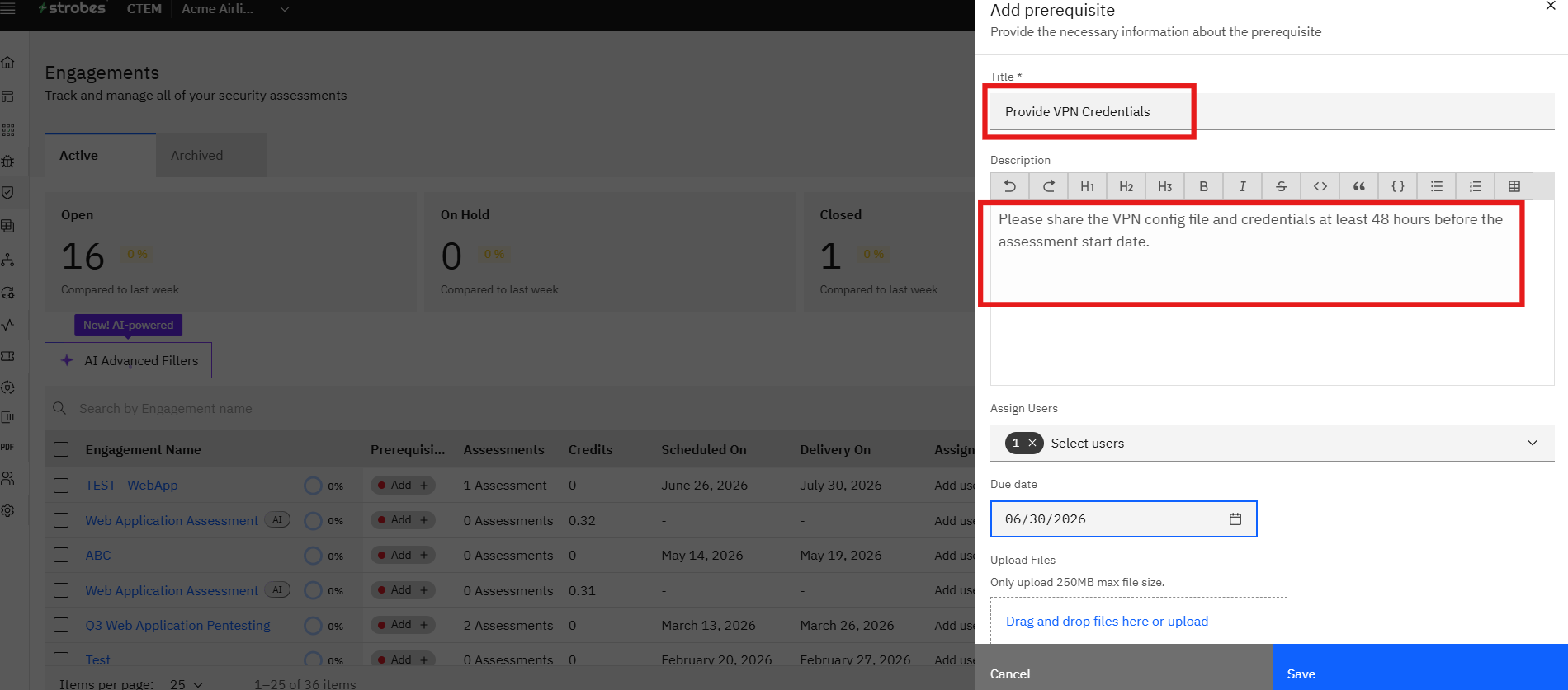 Managing Engagement Prerequisites: Step 4 — Fill in the Checklist Details (screenshot 5)