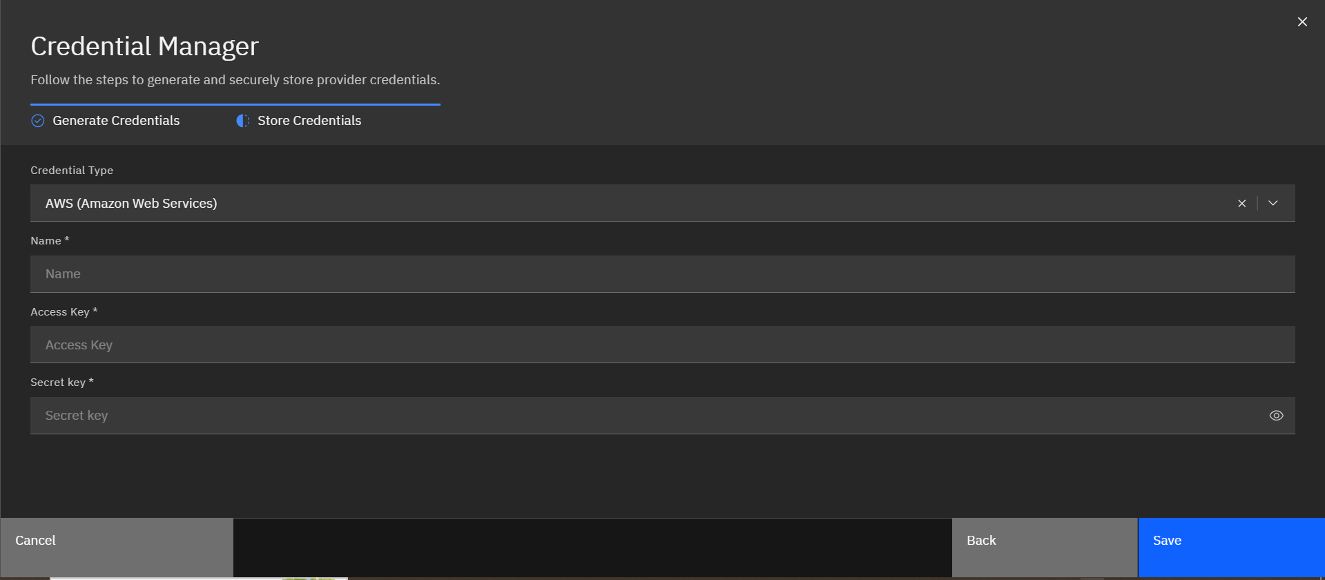 Import assets from AWS environment: Usage flow instructions (screenshot 2)