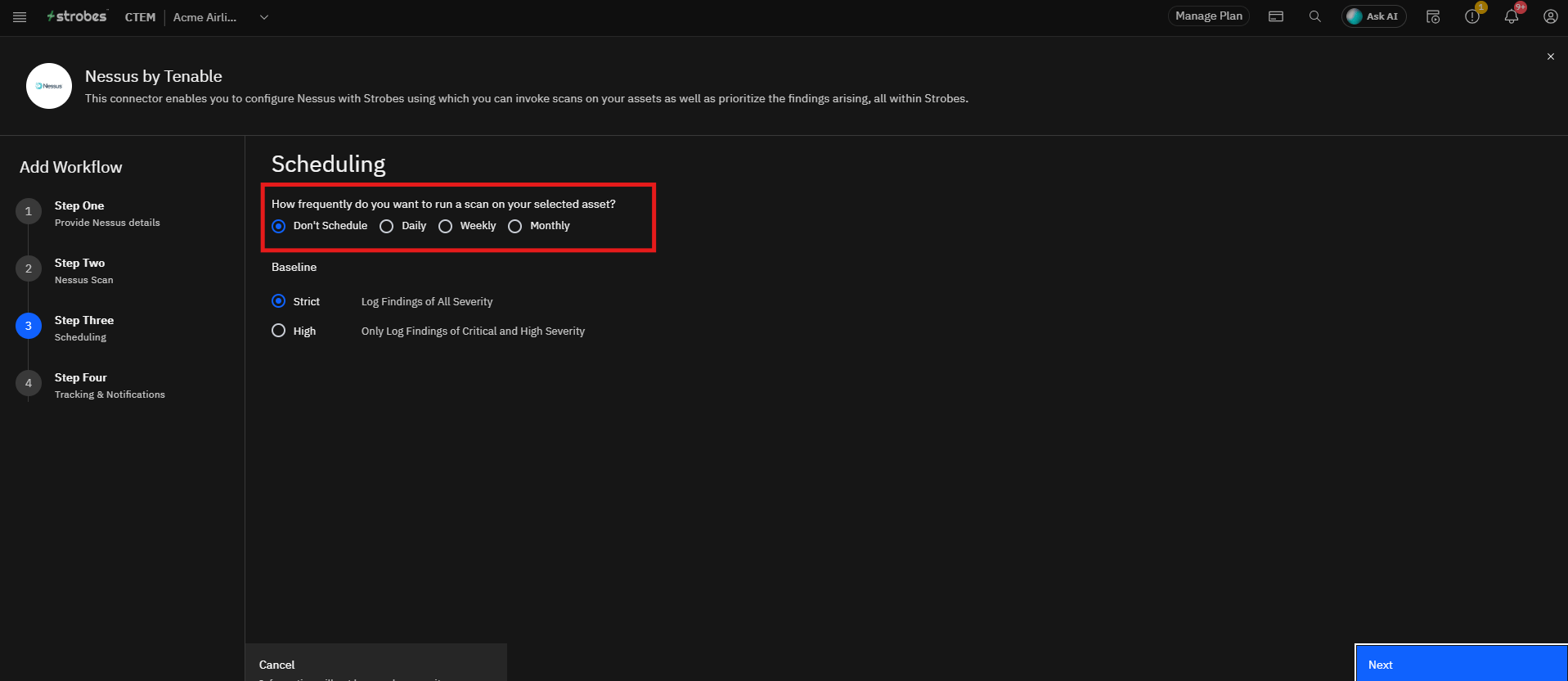 Configuring Nessus by Tenable in Strobes: Step 5: Set Your Sync Schedule (screenshot 25)