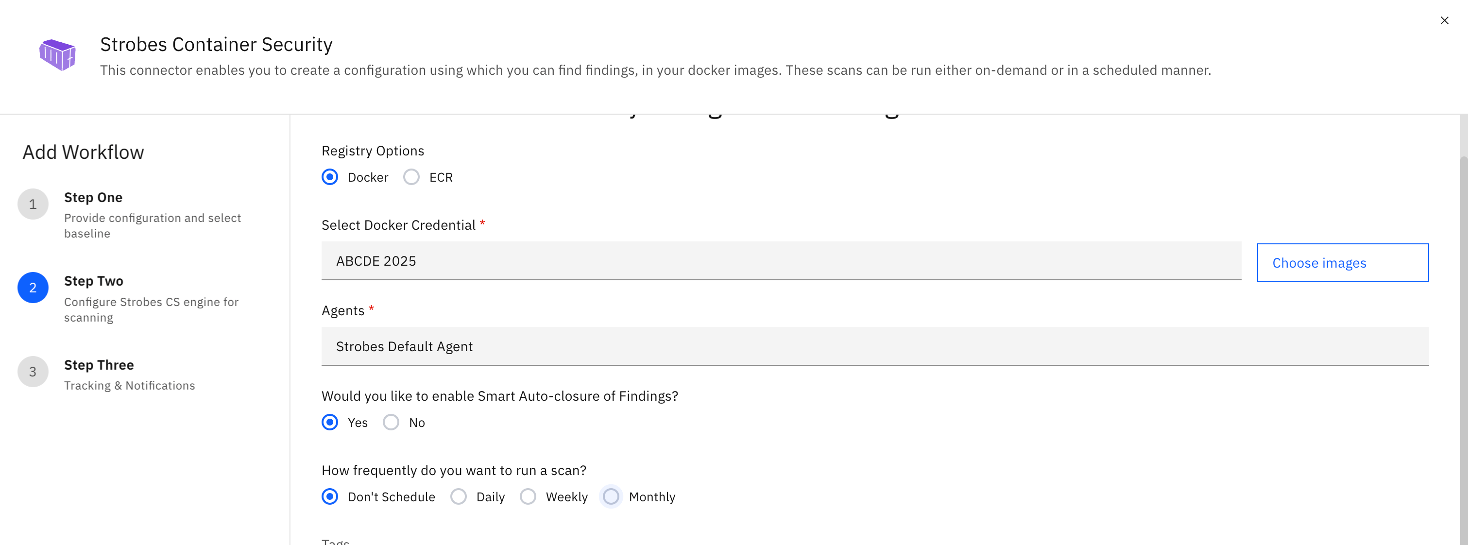 Container scanning workflow: Choosing the Frequency: (screenshot 6)