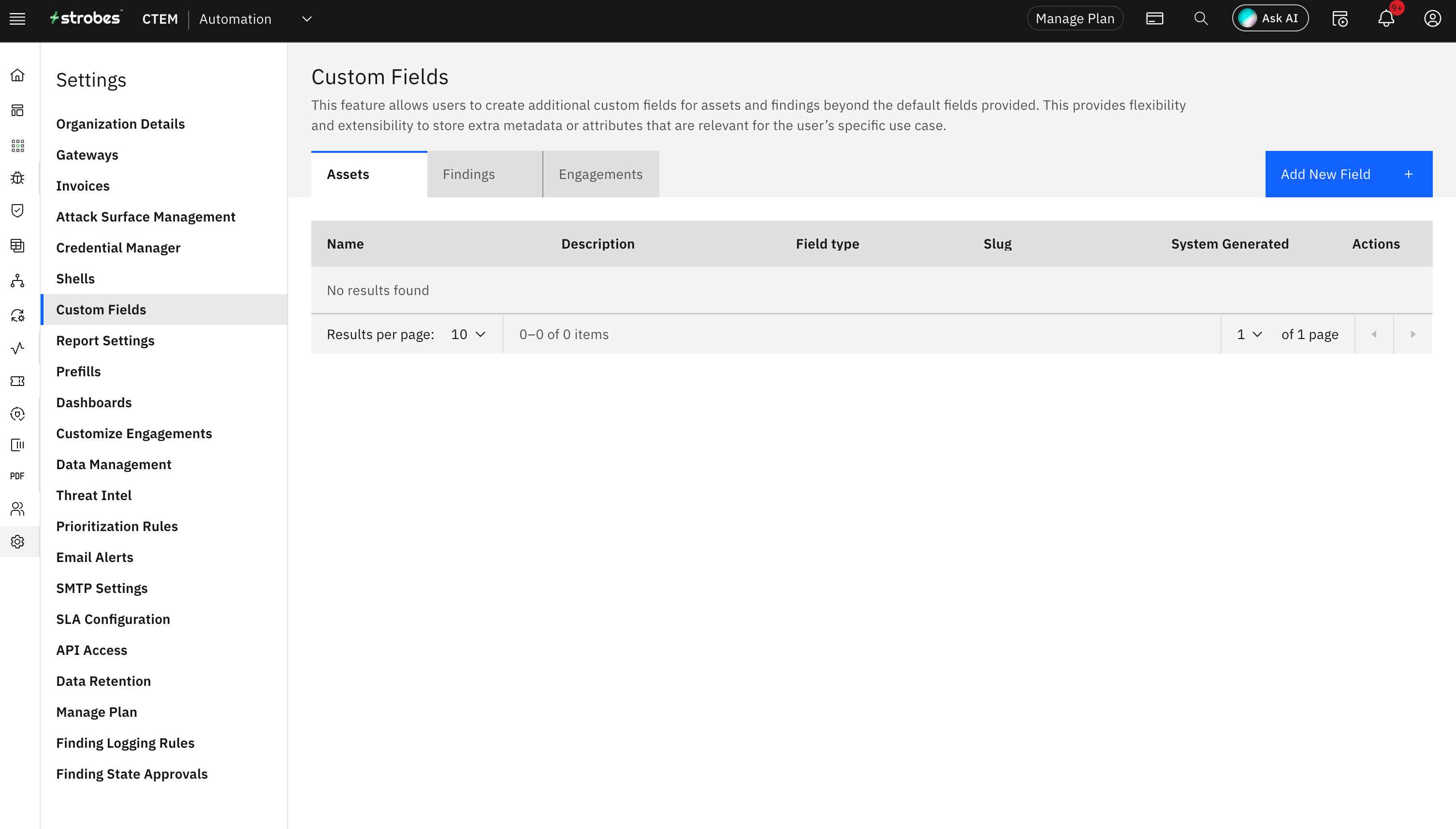 Asset Custom Fields: Defining Custom Fields (screenshot 1)