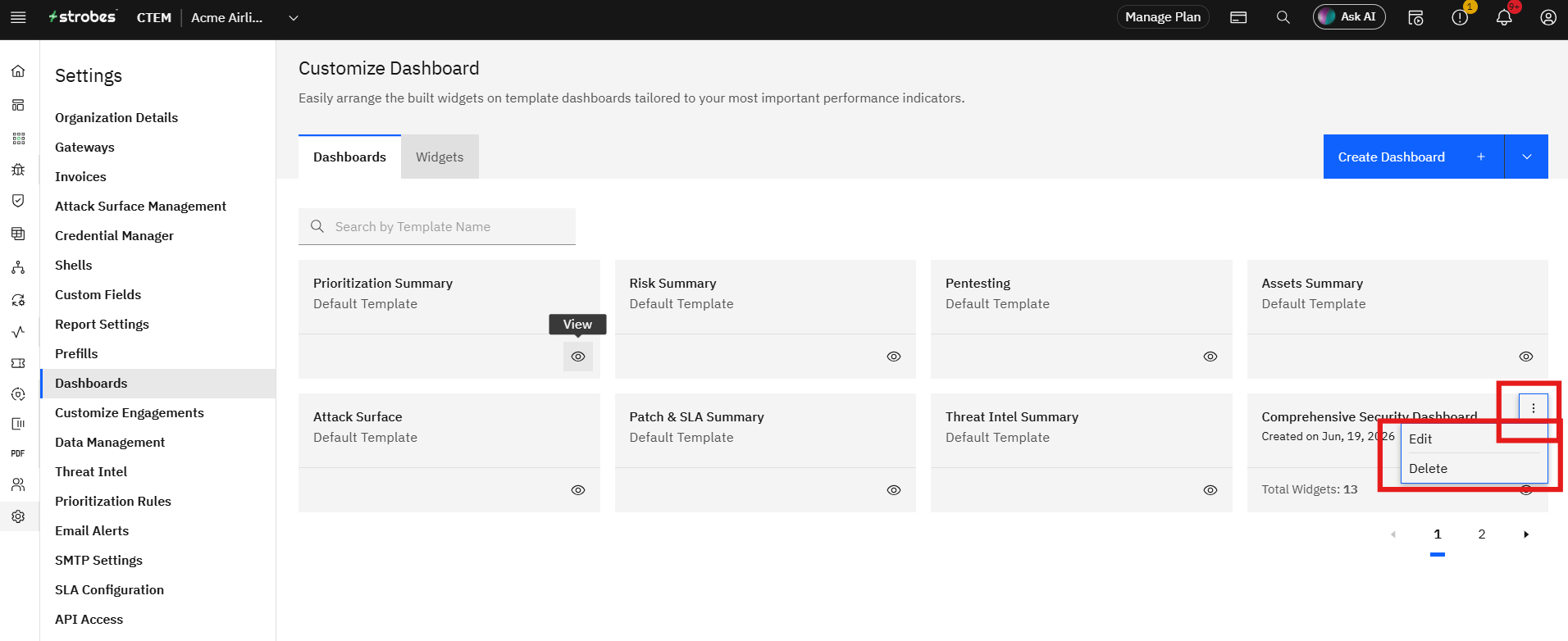 Creating and Managing Dashboards: The Dashboards Tab (screenshot 12)