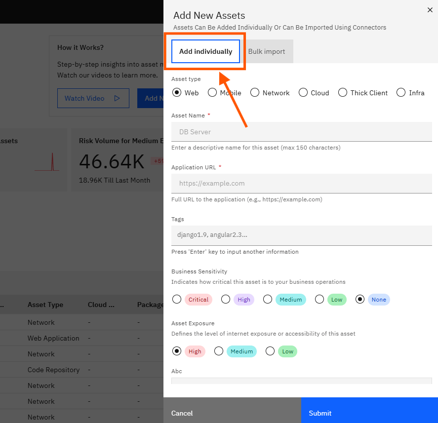 Understanding and Managing Assets in Strobes: Step 6 — Click the Add Individually Tab (screenshot 6)