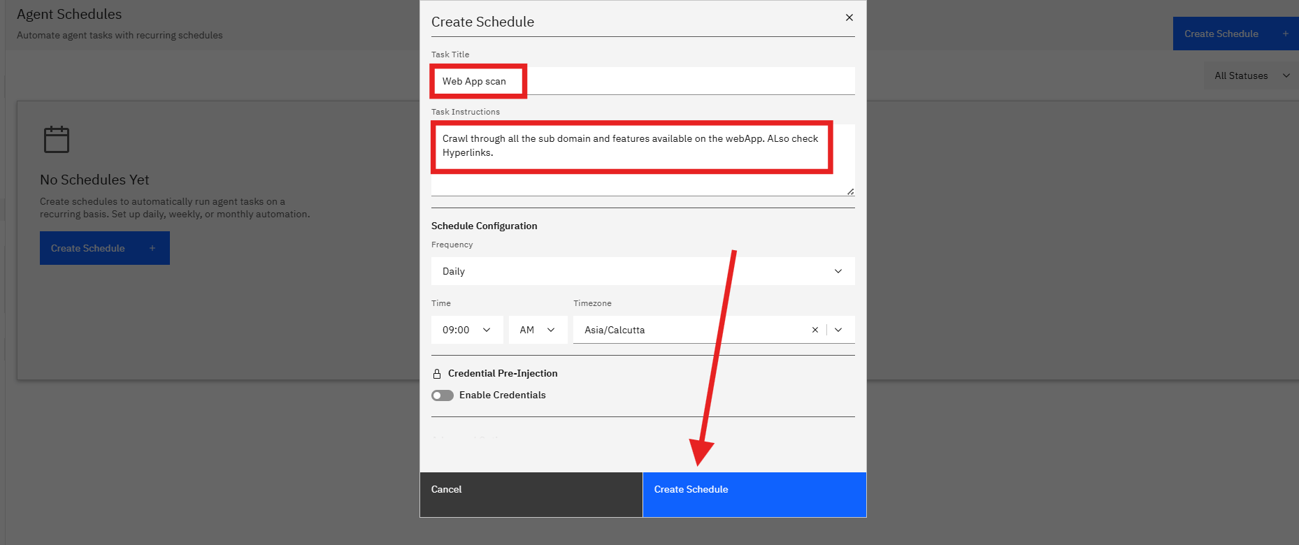 Schedules: Create Schedule (screenshot 5)