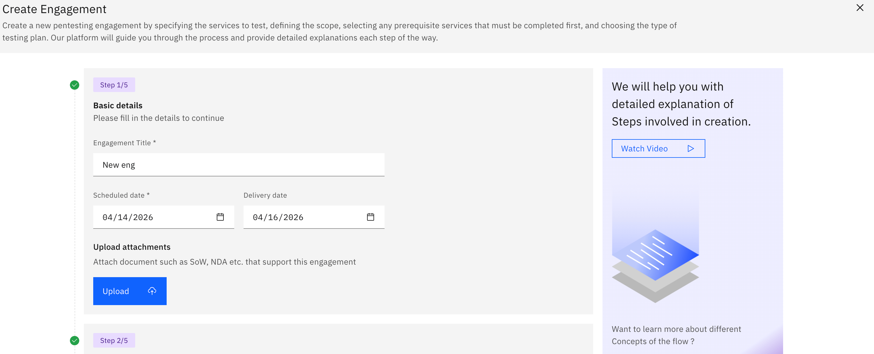 Creating an Engagement: Step 3: Enter Engagement Details (screenshot 4)