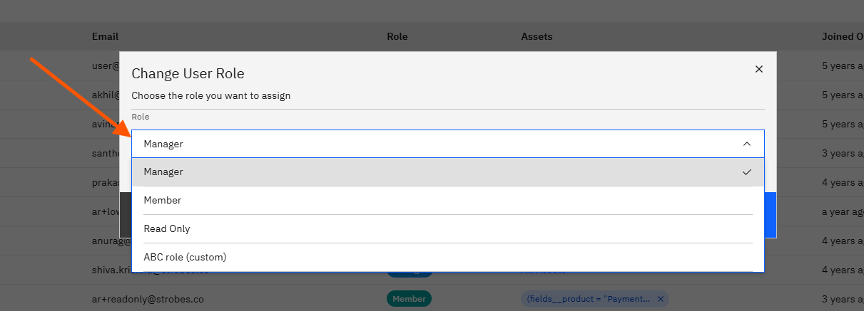 Invite Members and Manage Roles in Strobes: Step 9 — Select a New Role and Click Update (screenshot 10)