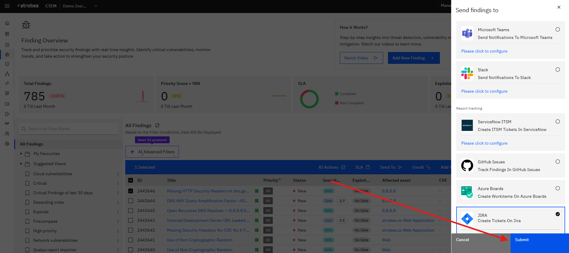 Configuring the Jira Integration in Strobes OAuth 2.0: Step 26 — Click Submit (screenshot 26)
