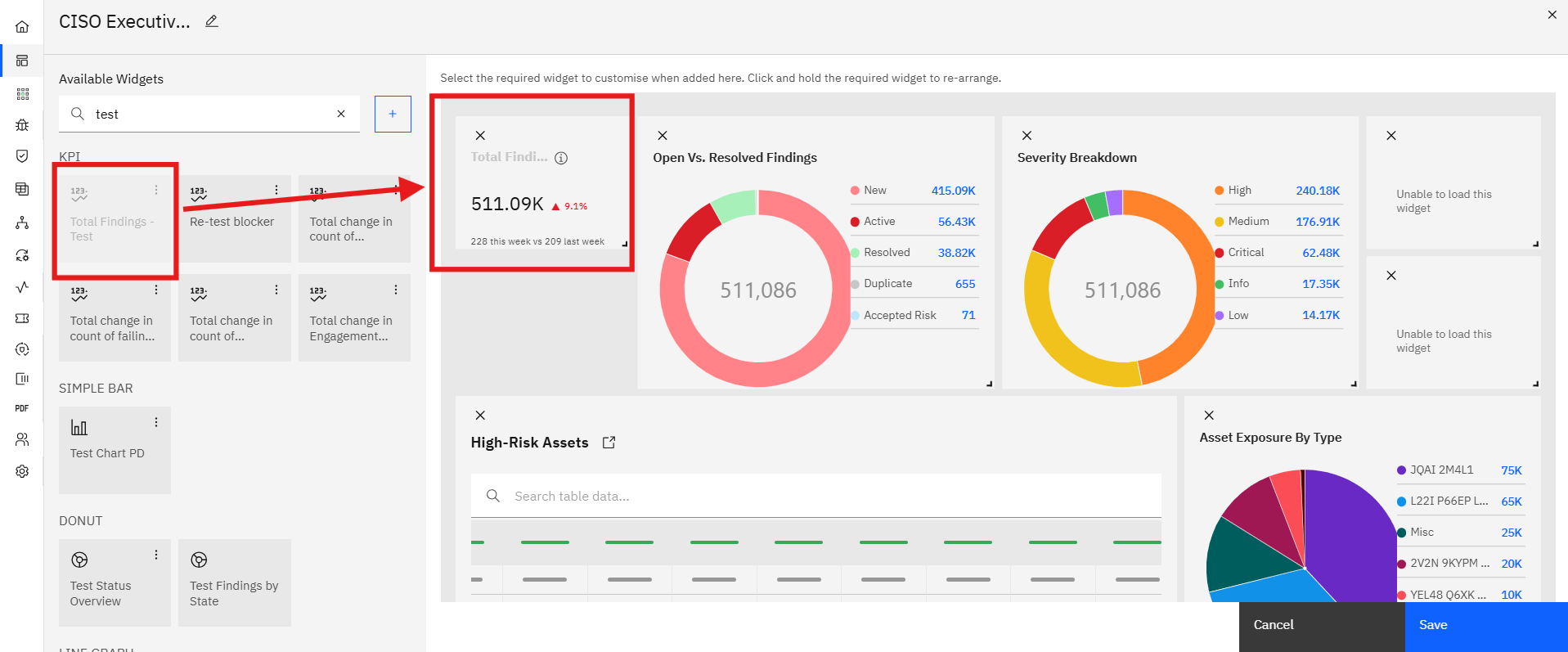 Creating a Widget: Adding a Saved Widget to a Dashboard (screenshot 14)