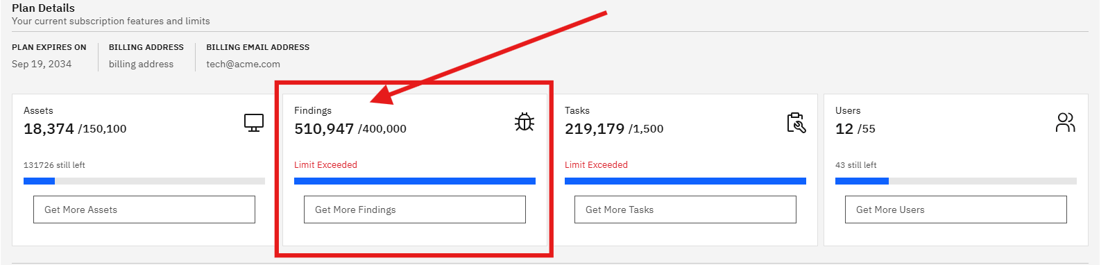 Managing Your Plan & Subscription: Findings (screenshot 7)