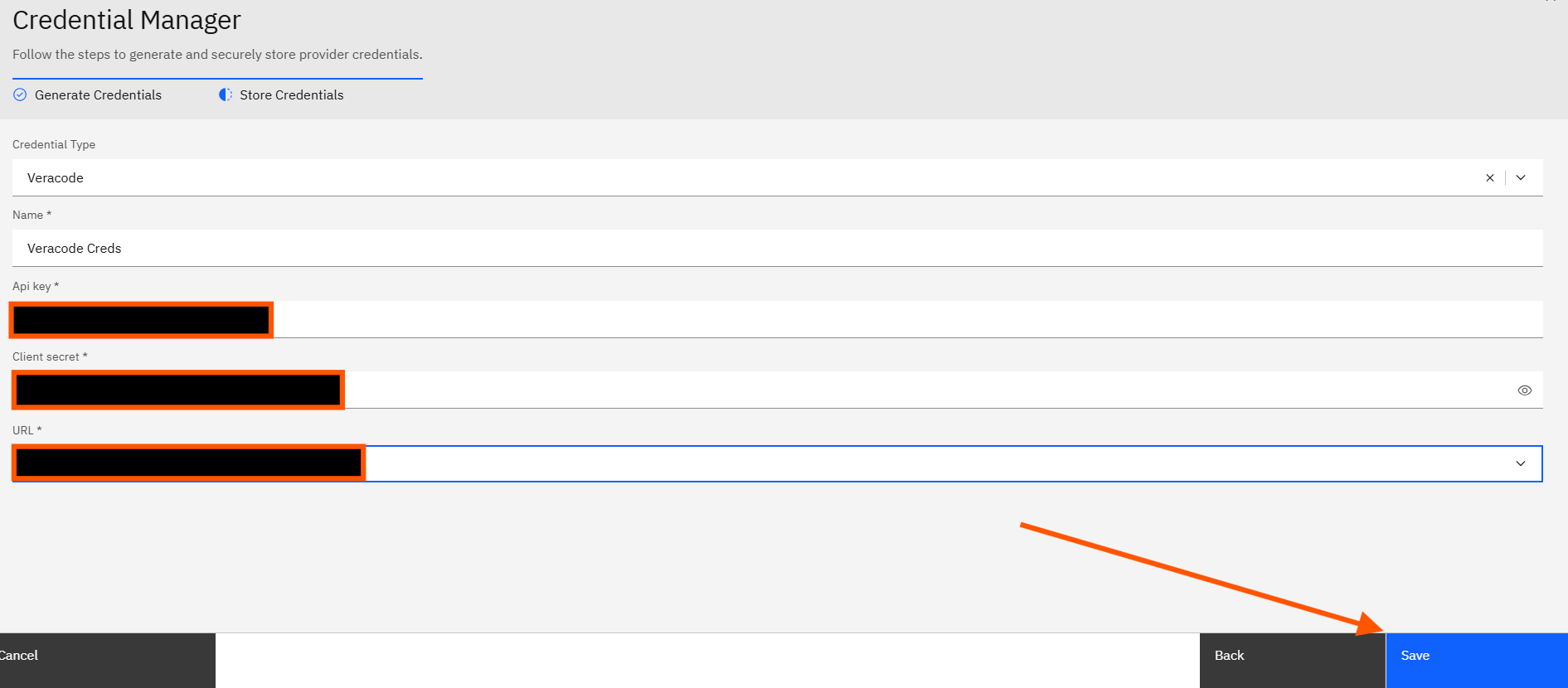 Configuring Veracode credentials (screenshot 4)