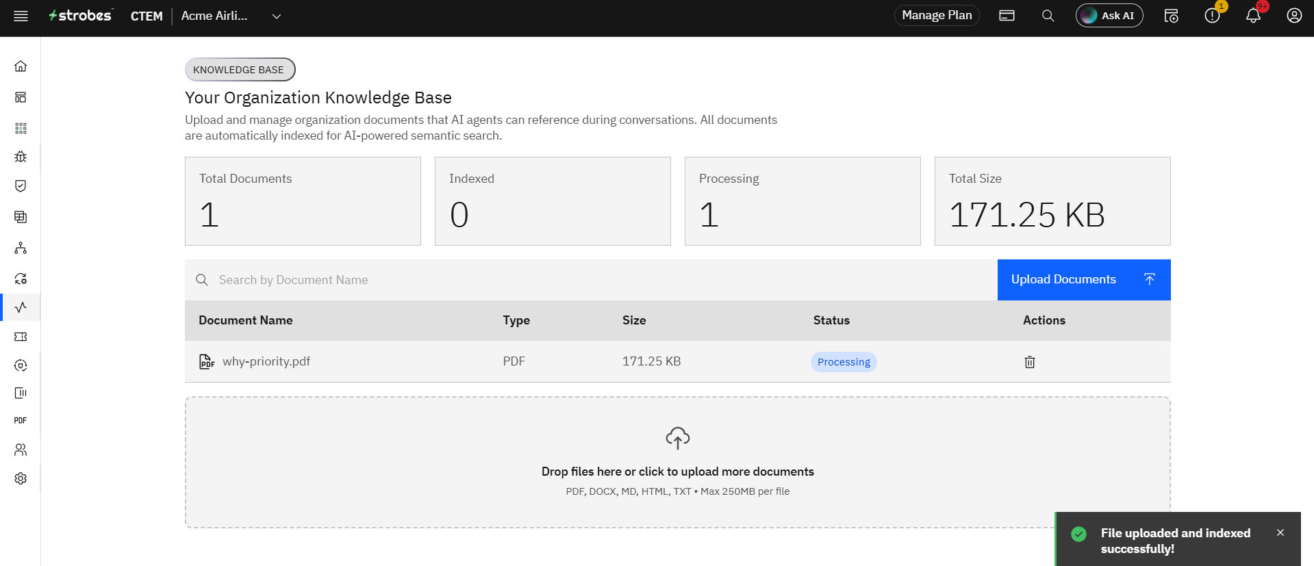 Knowledge Base: Document upload (screenshot 2)