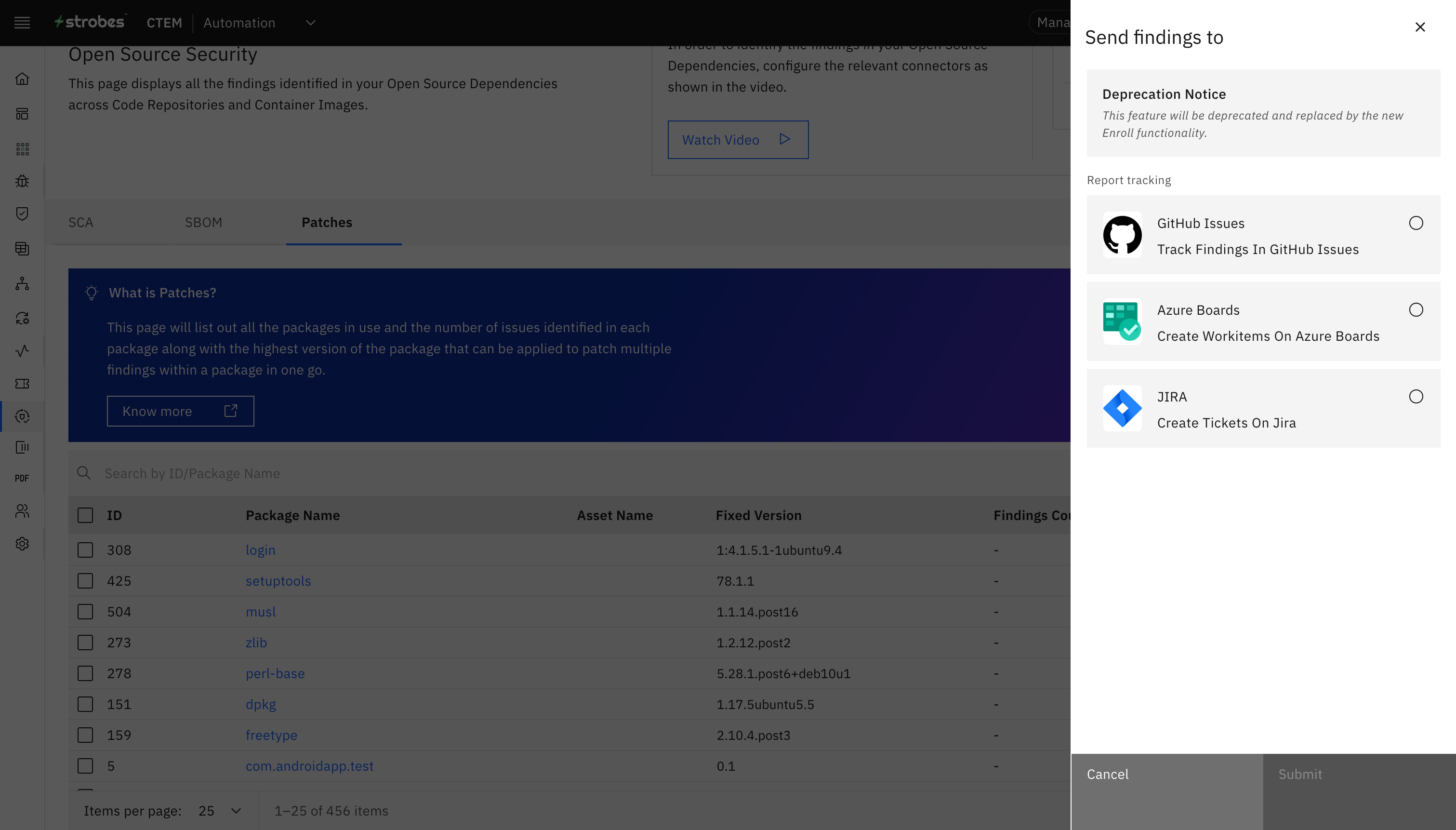OSS Patches: 2. Select the Vulnerable Packages (screenshot 2)