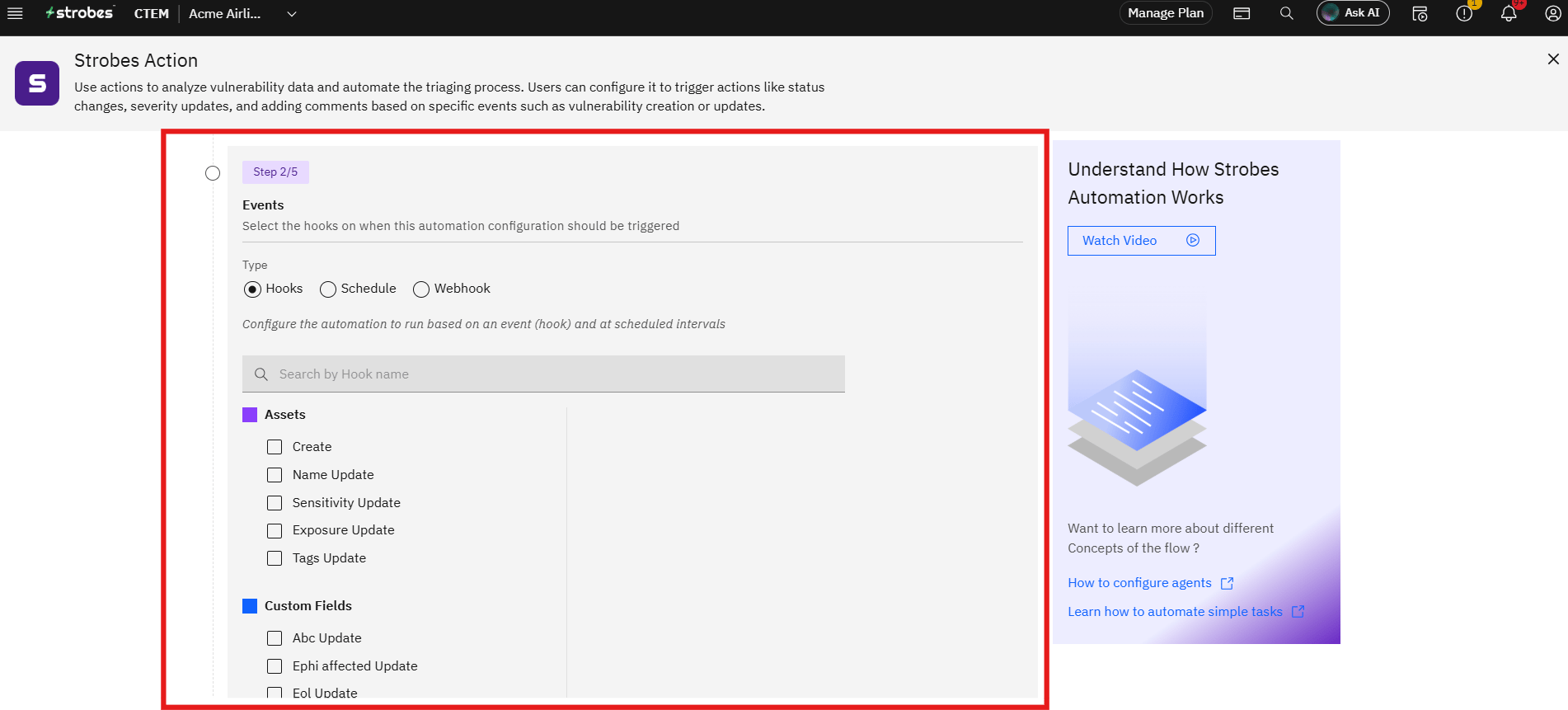 Creating a New Automation: Step 4: Events (Step 2/5) (screenshot 6)