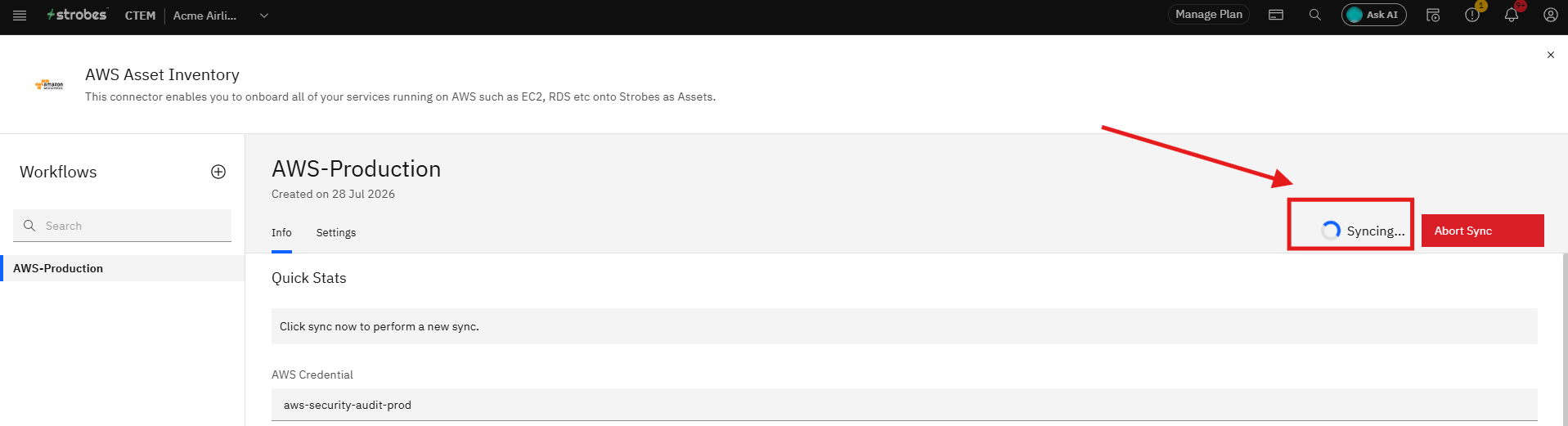Connecting AWS Asset Inventory to Strobes: Step 16 — Run Your First Sync (screenshot 18)