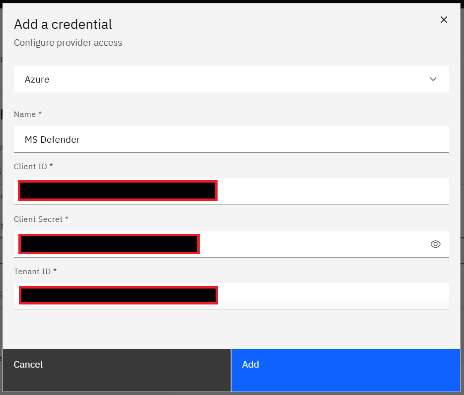 Connecting Microsoft Defender for Endpoints to Strobes: Step 6: Add a New Credential (if needed) (screenshot 6)