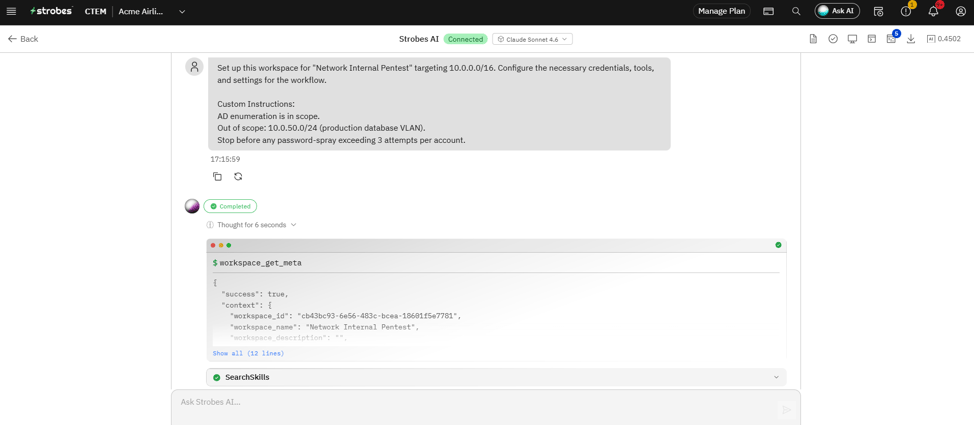 What happens after launch: Begins the pentest (screenshot 4)