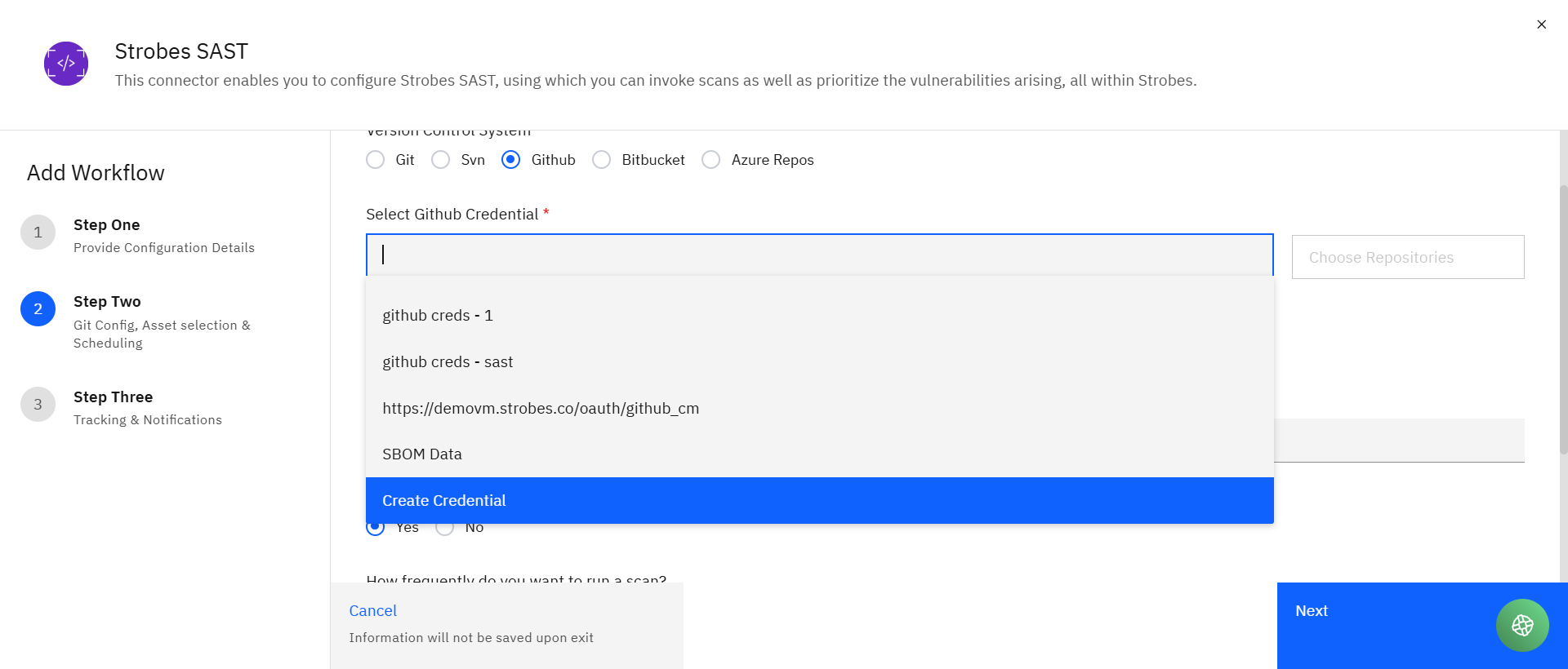 Configuring Strobes SAST: Create GitHub Credentials (If Not Available) (screenshot 9)
