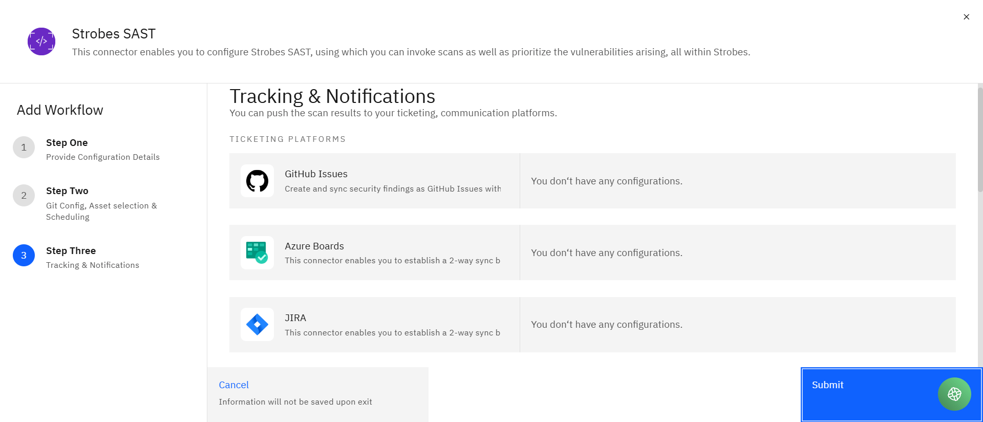 Configuring Strobes SAST: Step 5: Tracking & Notifications (Optional) (screenshot 16)