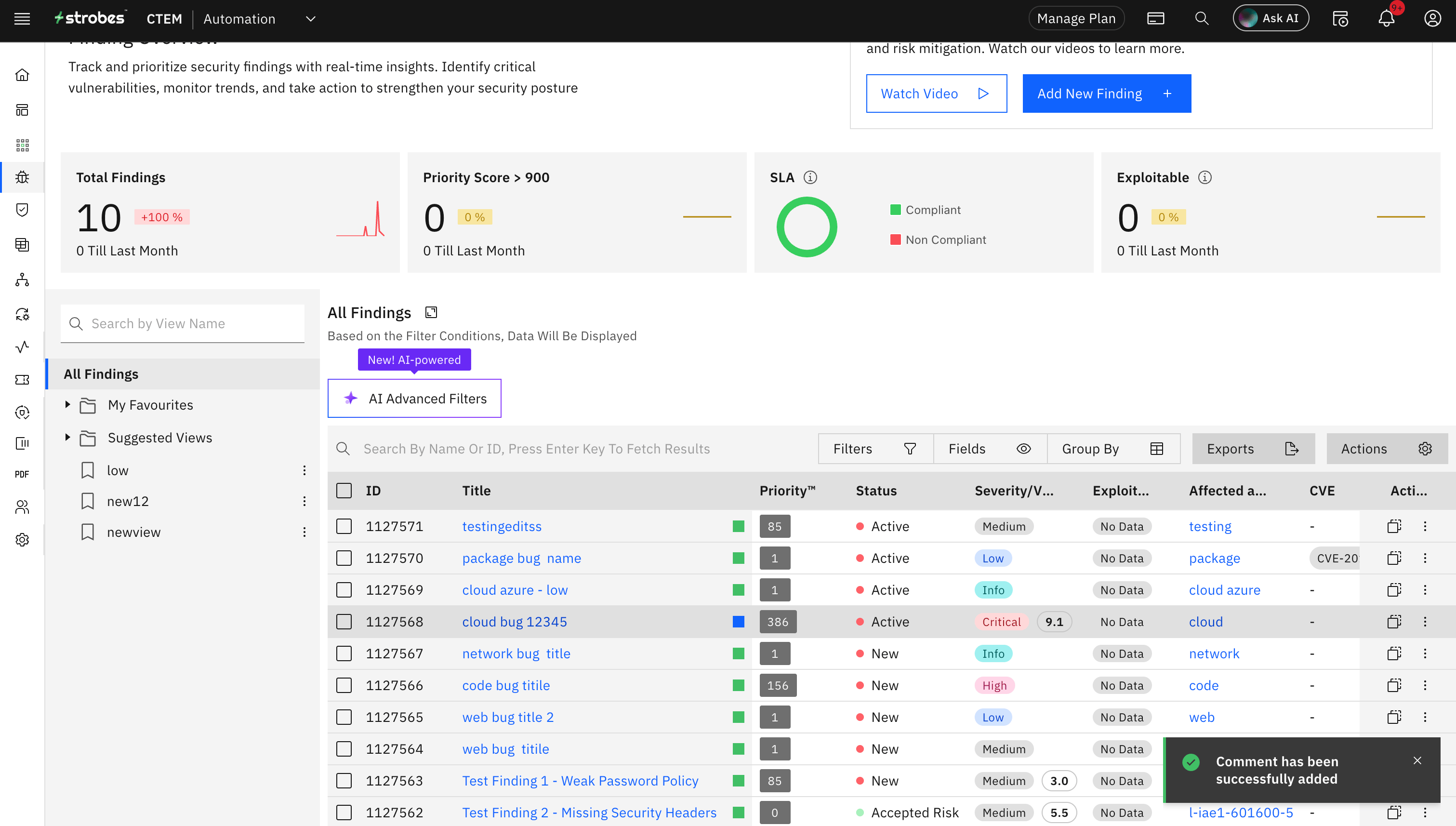 Bulk actions on findings: State Bulk Action (screenshot 10)