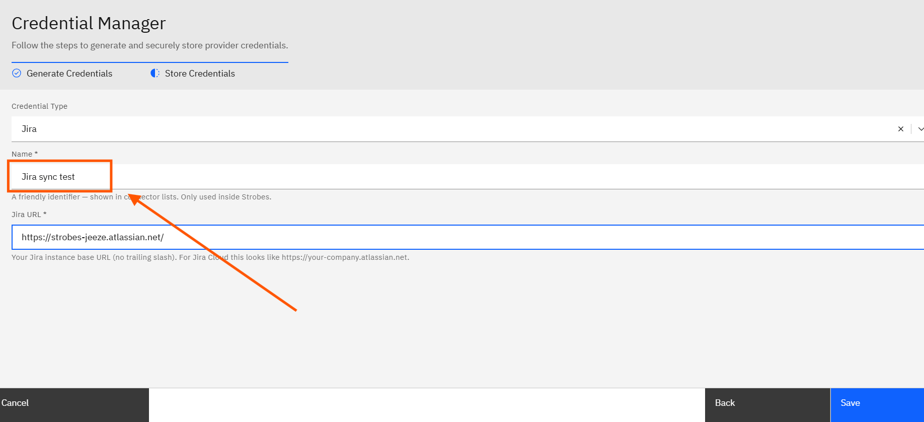 Configuring the Jira integration (OAuth 1.0): Step 16 — Enter a Credential Name (screenshot 18)