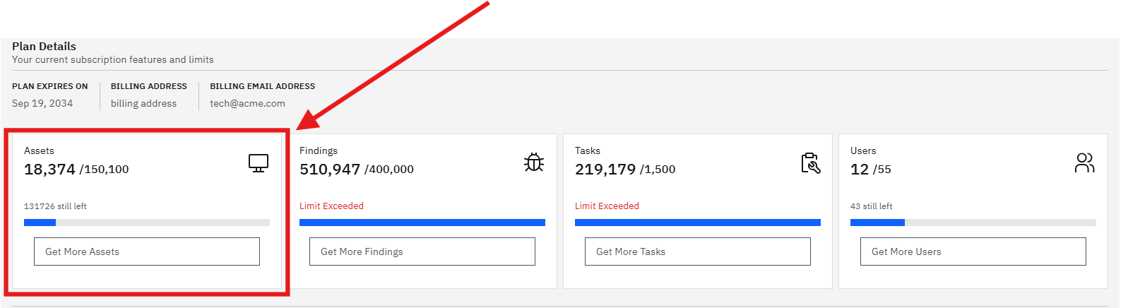 Managing Your Plan & Subscription: Assets (screenshot 6)