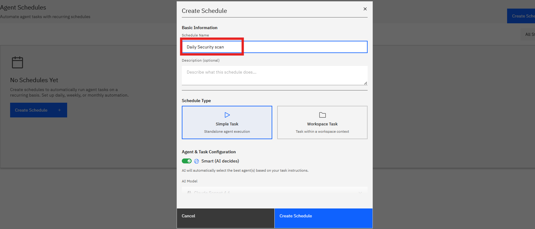 Schedules: Create Schedule (screenshot 4)