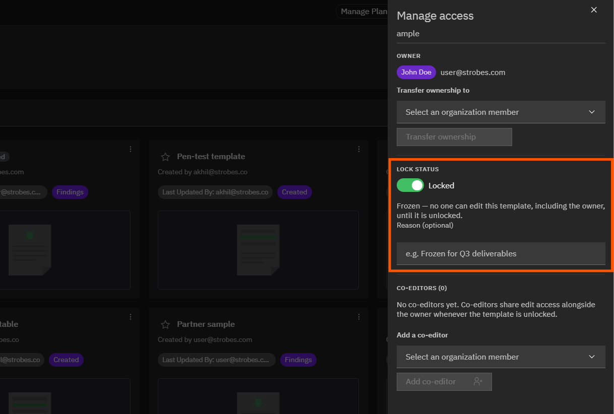 Using the Template Library: Step 15 — Add a Lock Reason (Optional) (screenshot 15)